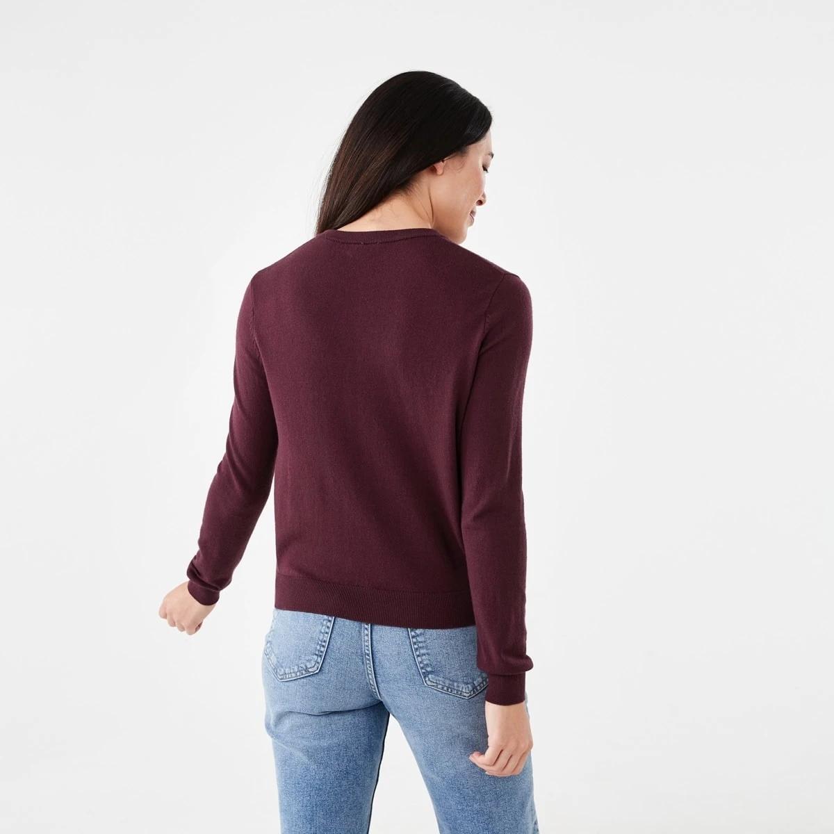3 Lightweight Crew Neck Cardigan Mulberry, 3 of 6