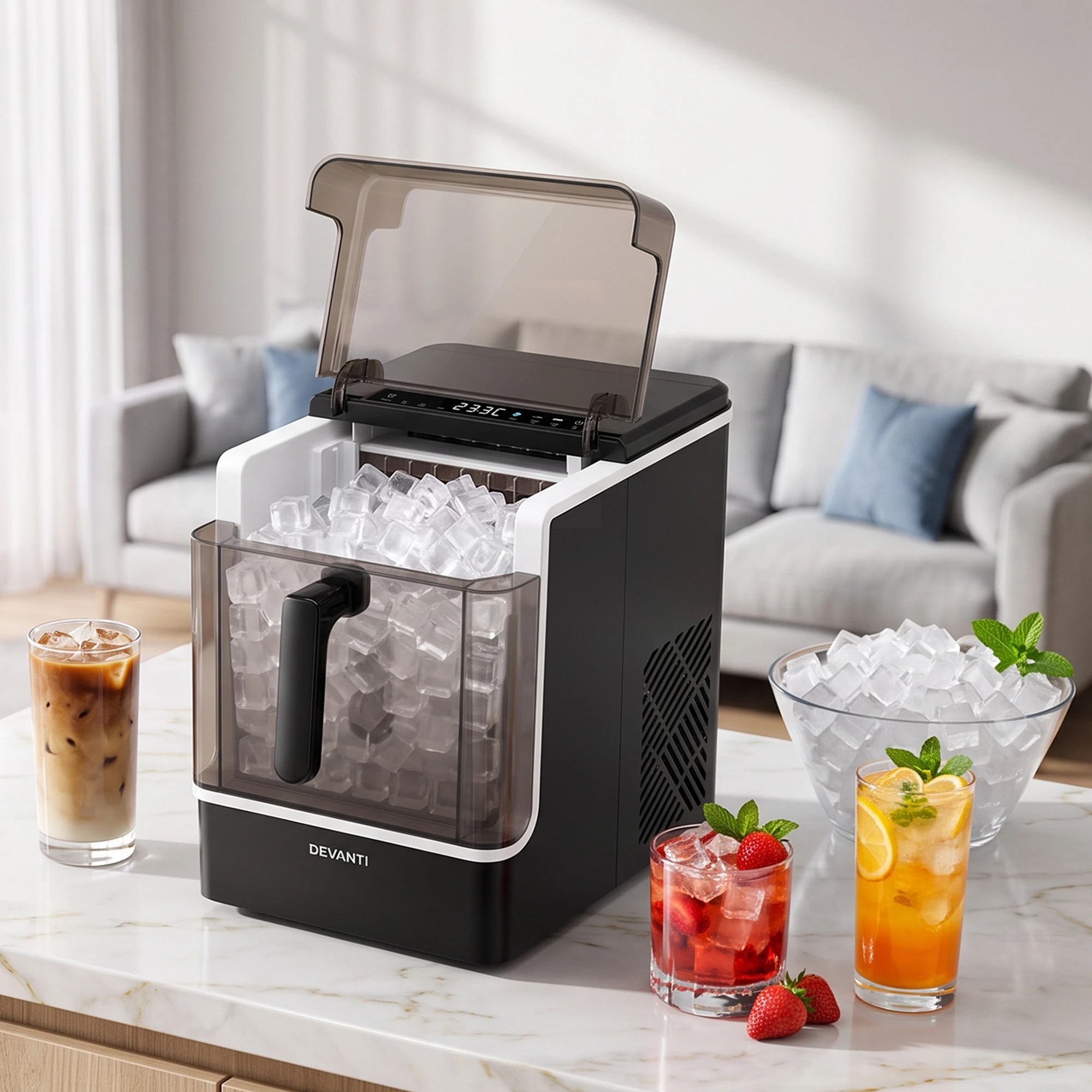 5 Devanti Ice Maker Machine 23kg Portable Ice Basket- Black, 5 of 10
