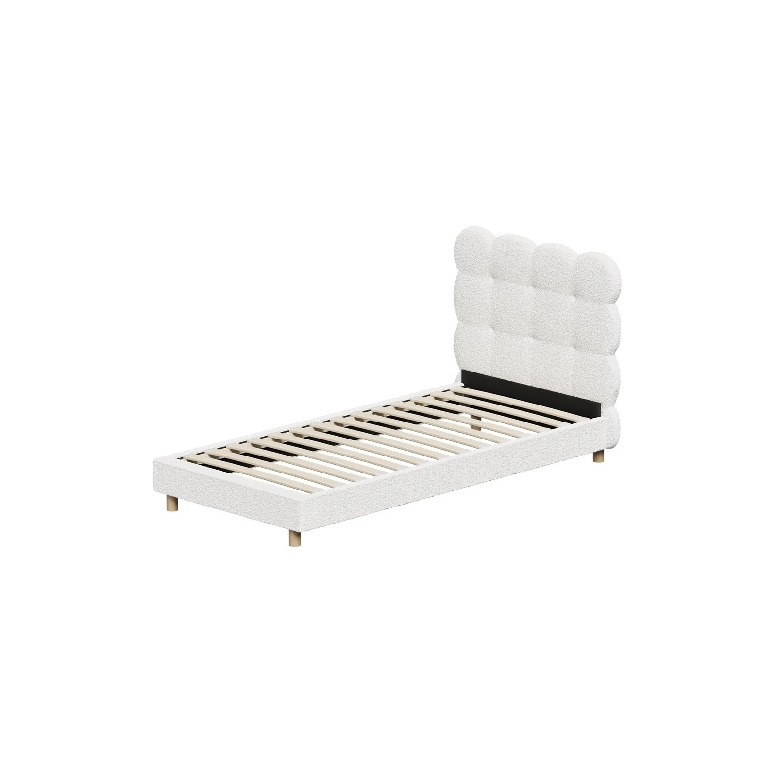 7 Oikiture Bed Frame Single Size Tufted Bedhead- White, 7 of 9