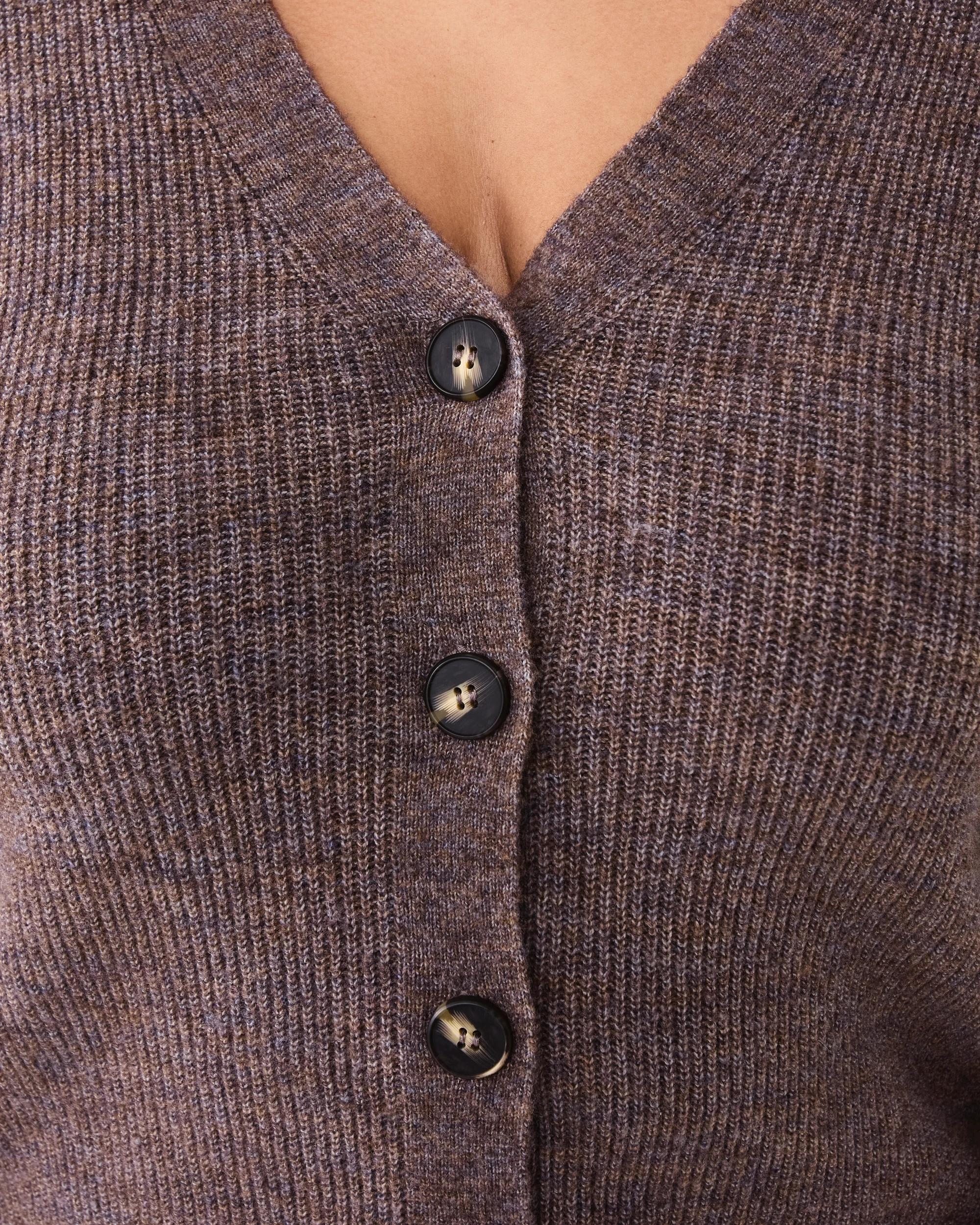5 Curve Button Cardigan Taupe Mrl, 5 of 6