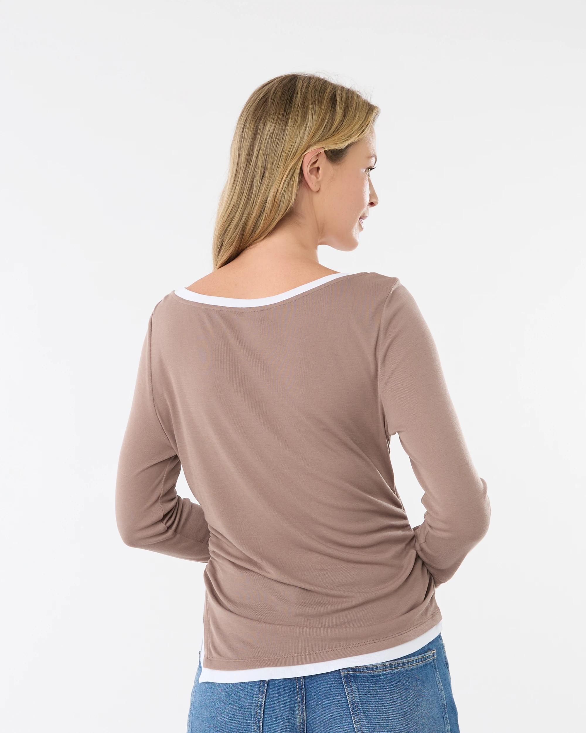 3 Long Sleeve Double Layer Top Taupe Brn, 3 of 6