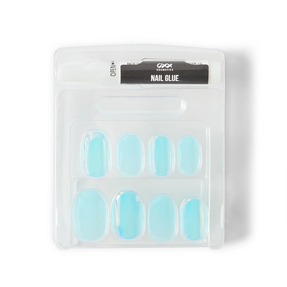 4 OXX Cosmetics 24 Pack Artificial Nails with Adhesive - Oval Shape, Blue, 4 of 6
