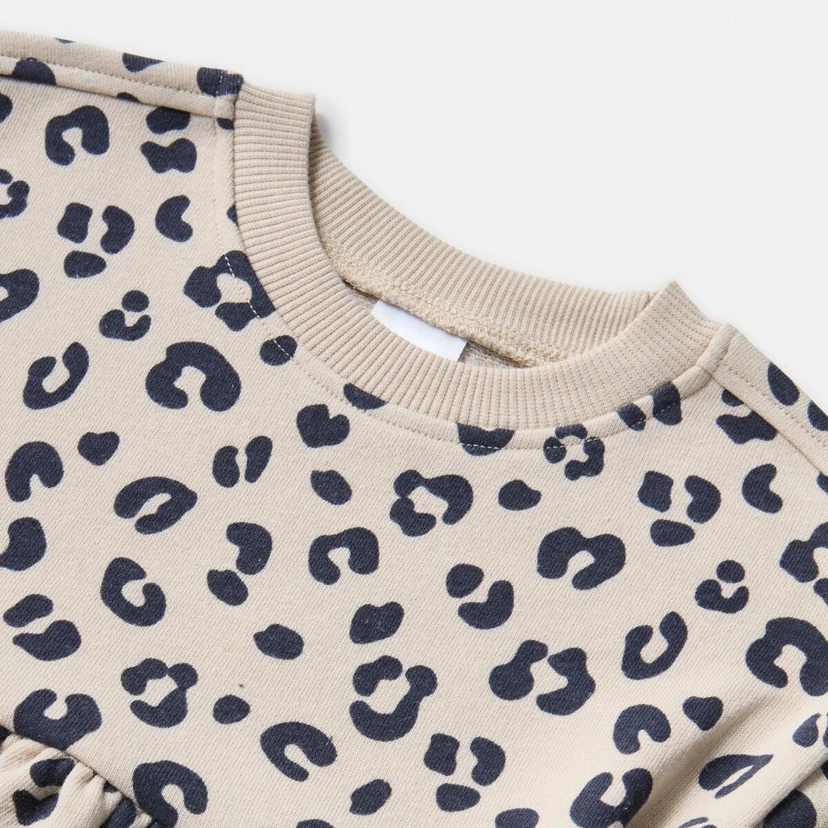 3 Long Sleeve Terry Dress BROWN LEOPARD, 3 of 3