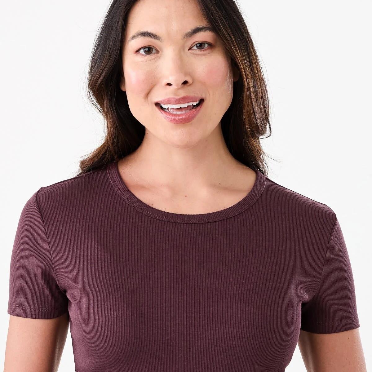 4 Short Sleeve Rib Crew Neck T-shirt WARM MULBERRY, 4 of 5