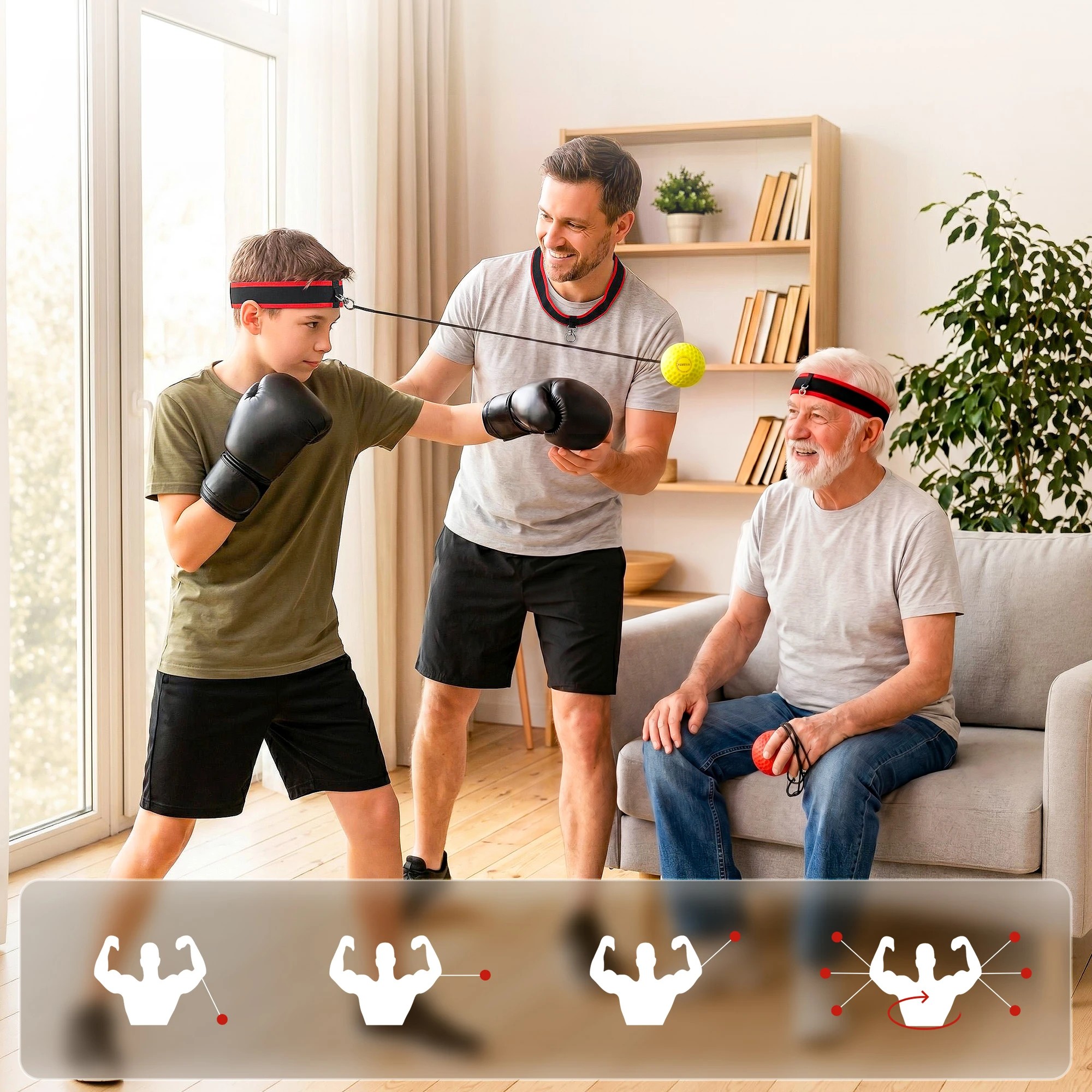 5 Everfit Boxing Reflex Ball Headband Hand Eye Coordination Stress Relief 2 Balls - Multi, 5 of 8