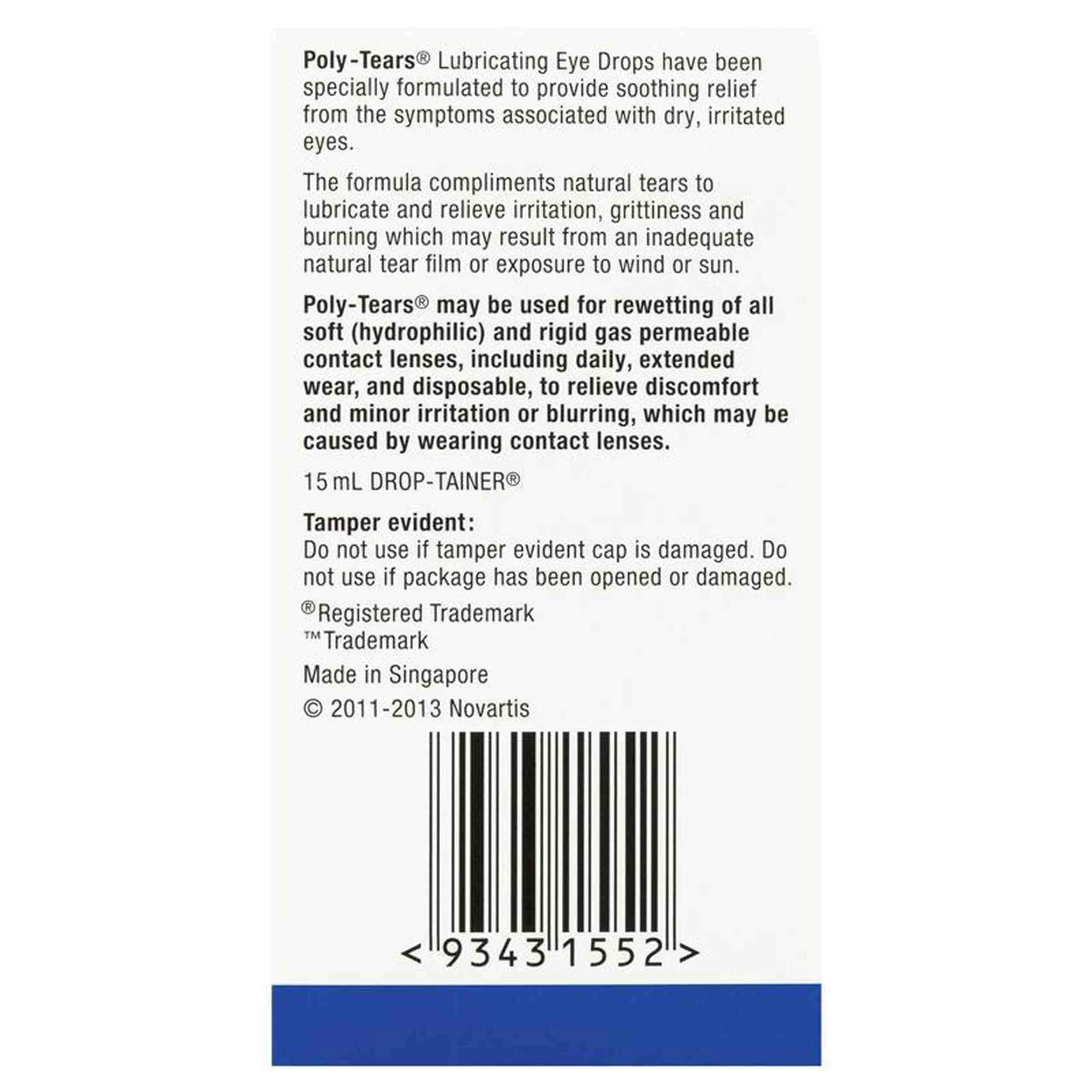 Poly Tears Eye Drops 15ml - Kmart