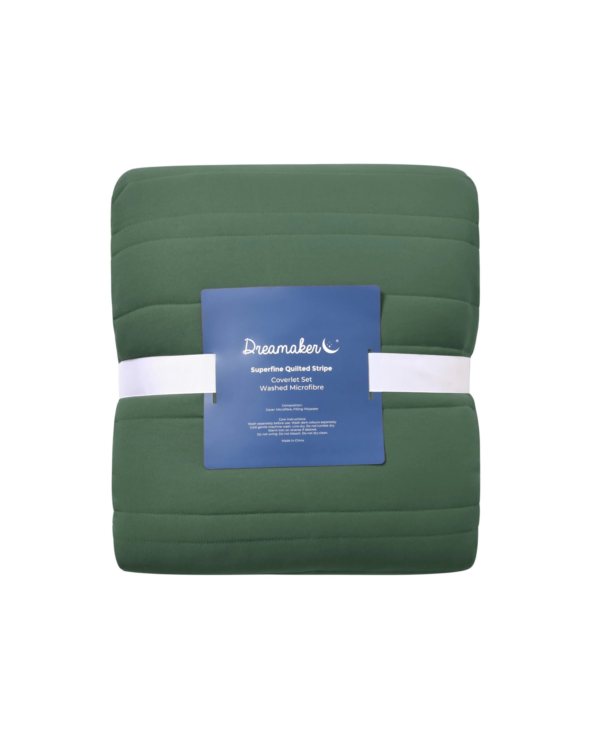 7 Dreamaker Superfine Washed Microfibre Stripe Quilted Coverlet Set - Super King Bed - Hunter Green, 7 of 7