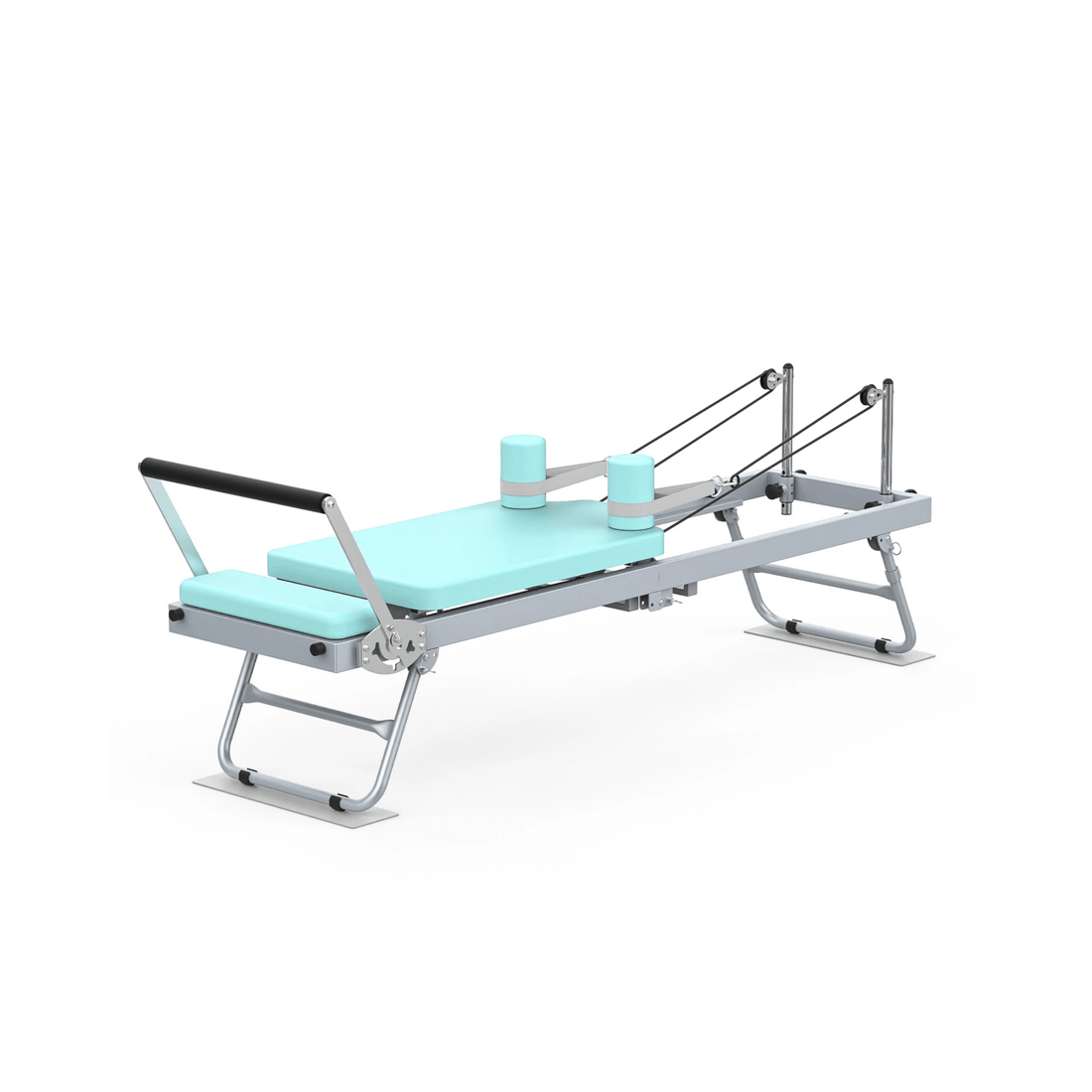 1 Advwin Foldable Pilates Reformer Machine Exercise Equipment with Wheels Cyan, 1 of 7