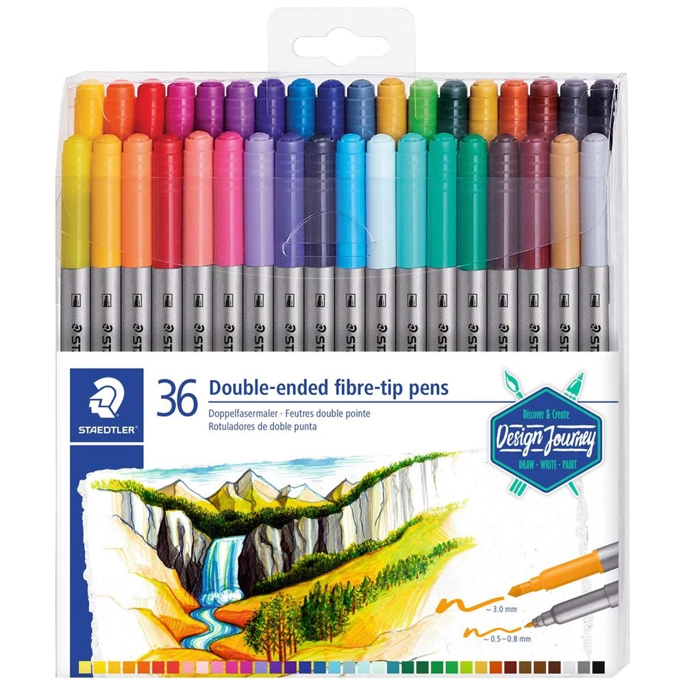 1 Staedtler Double-Ended Fibre Tip Pens 36 Pack, 1 of 1