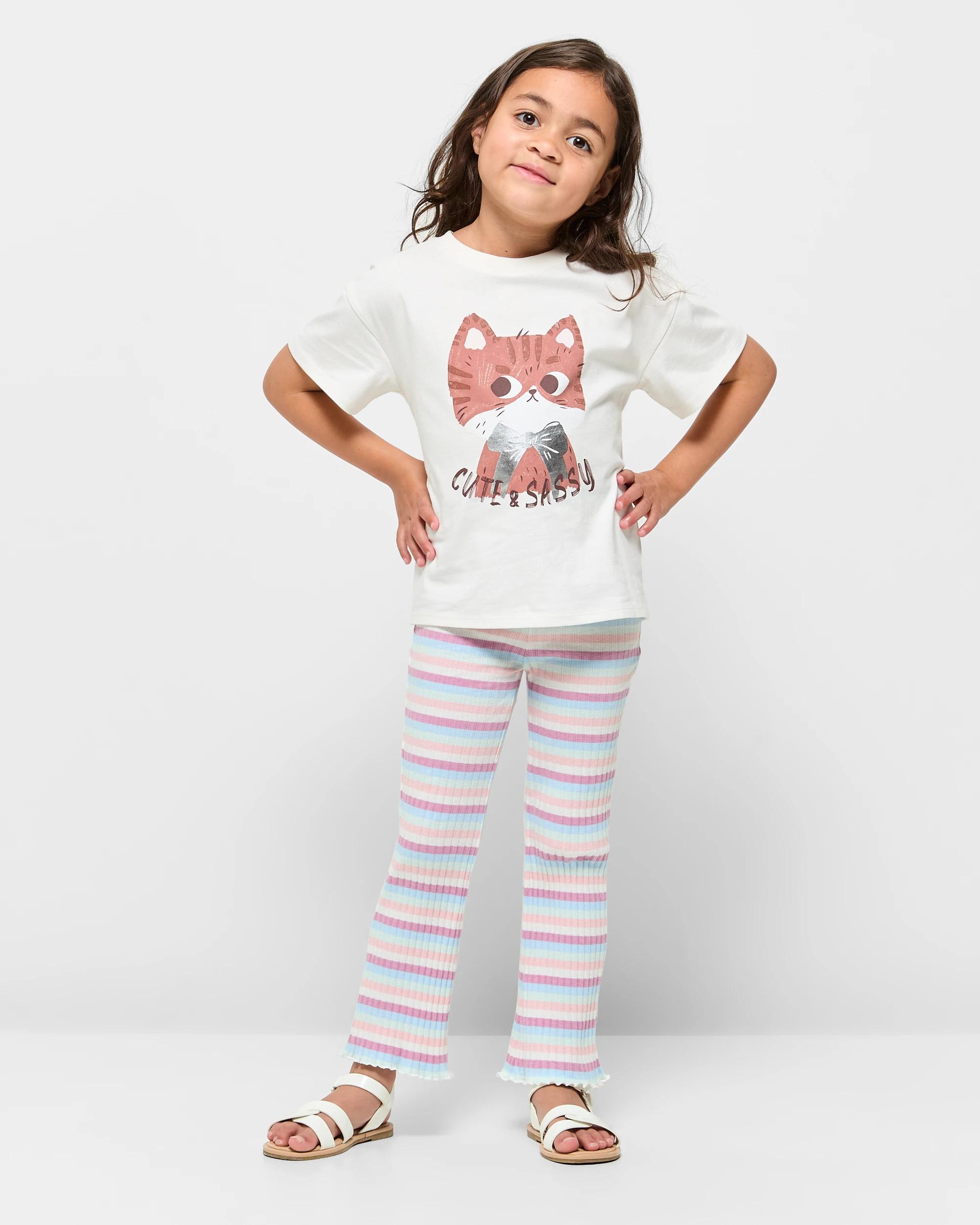 2 Target Australian Cotton Rib Flare Leggings MULTI STRIPE, 2 of 5