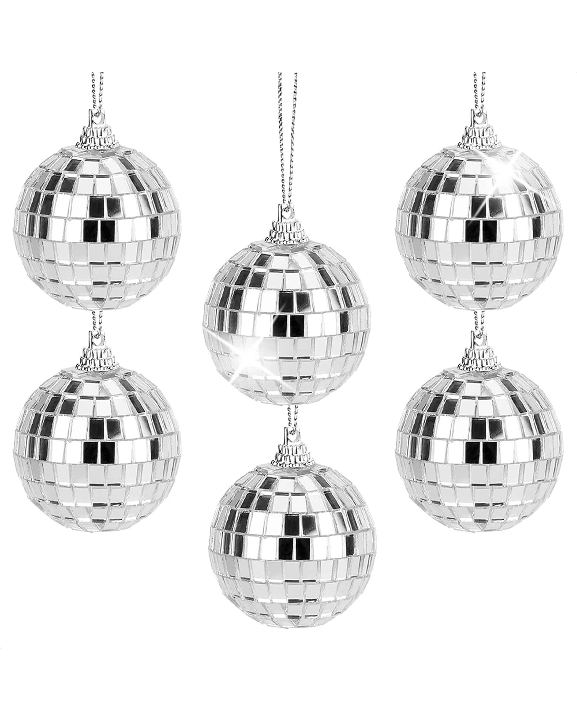 2 Br Costumes 6x Hanging Mini Disco Balls Shiny Silver Mirror Party Halloween Reflect 4cm Bulk, 2 of 3