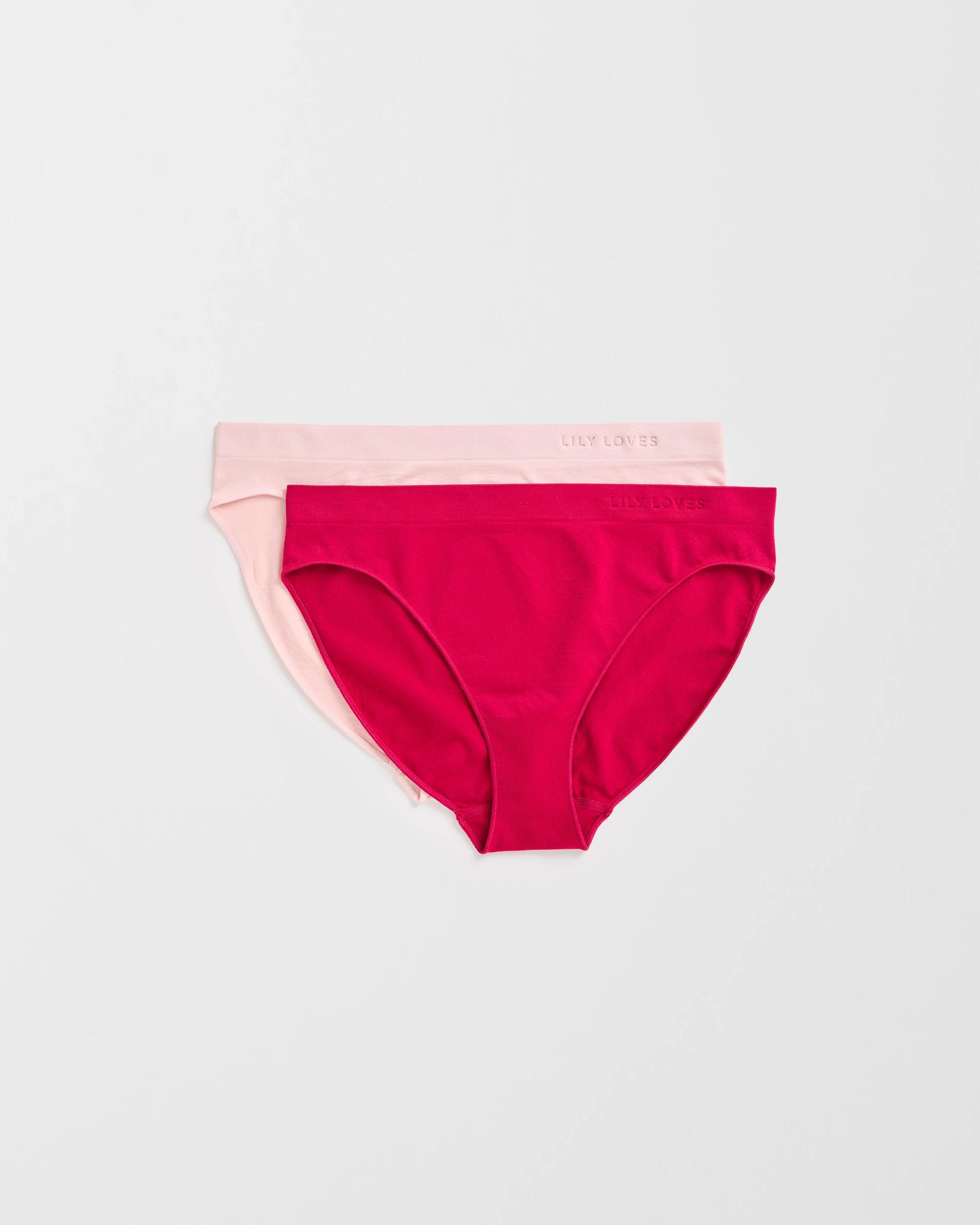 1 Lily Loves 2 Pack Seamfree Embossed Bikini Briefs CHALK PINK/WINEBERRY, 1 of 4