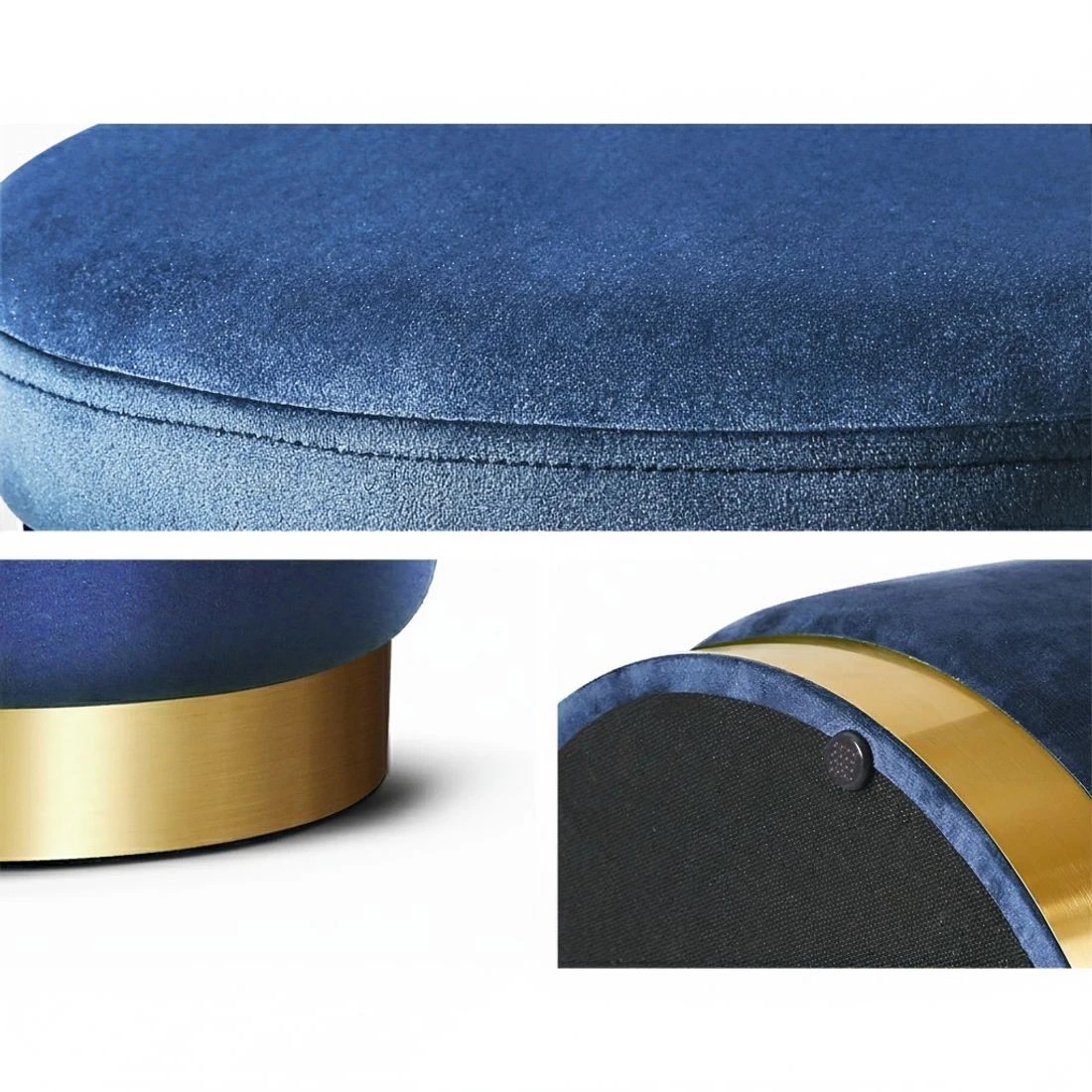 4 Artiss Ottoman Storage Foot Stool Round Velvet - Blue, 4 of 6