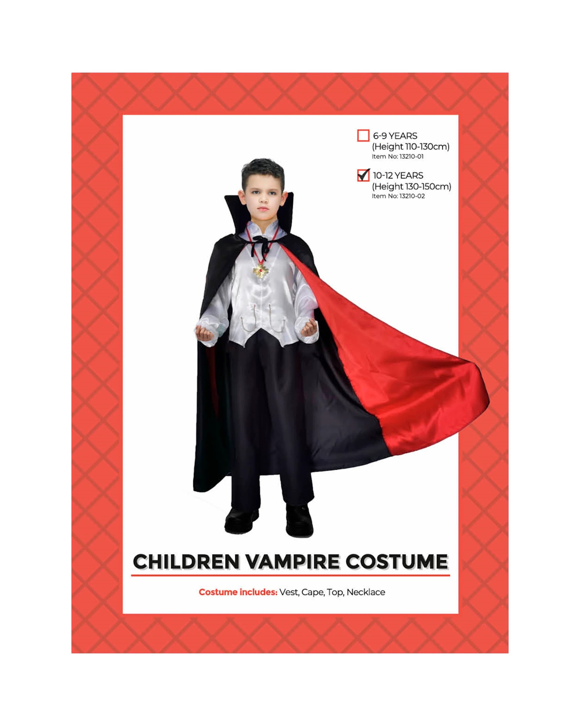 2 JD Party Vampire Cape High Collar Shiny Kids Halloween Costume 10-12y - Black, 2 of 3