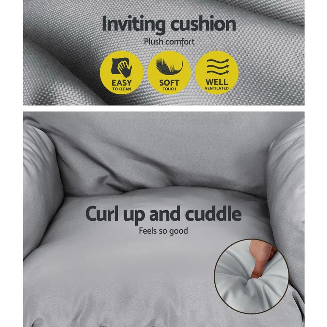 6 Gardeon Outdoor Egg Swing Chair Patio Furniture Pod Stand Canopy Foldable - Grey, 6 of 7