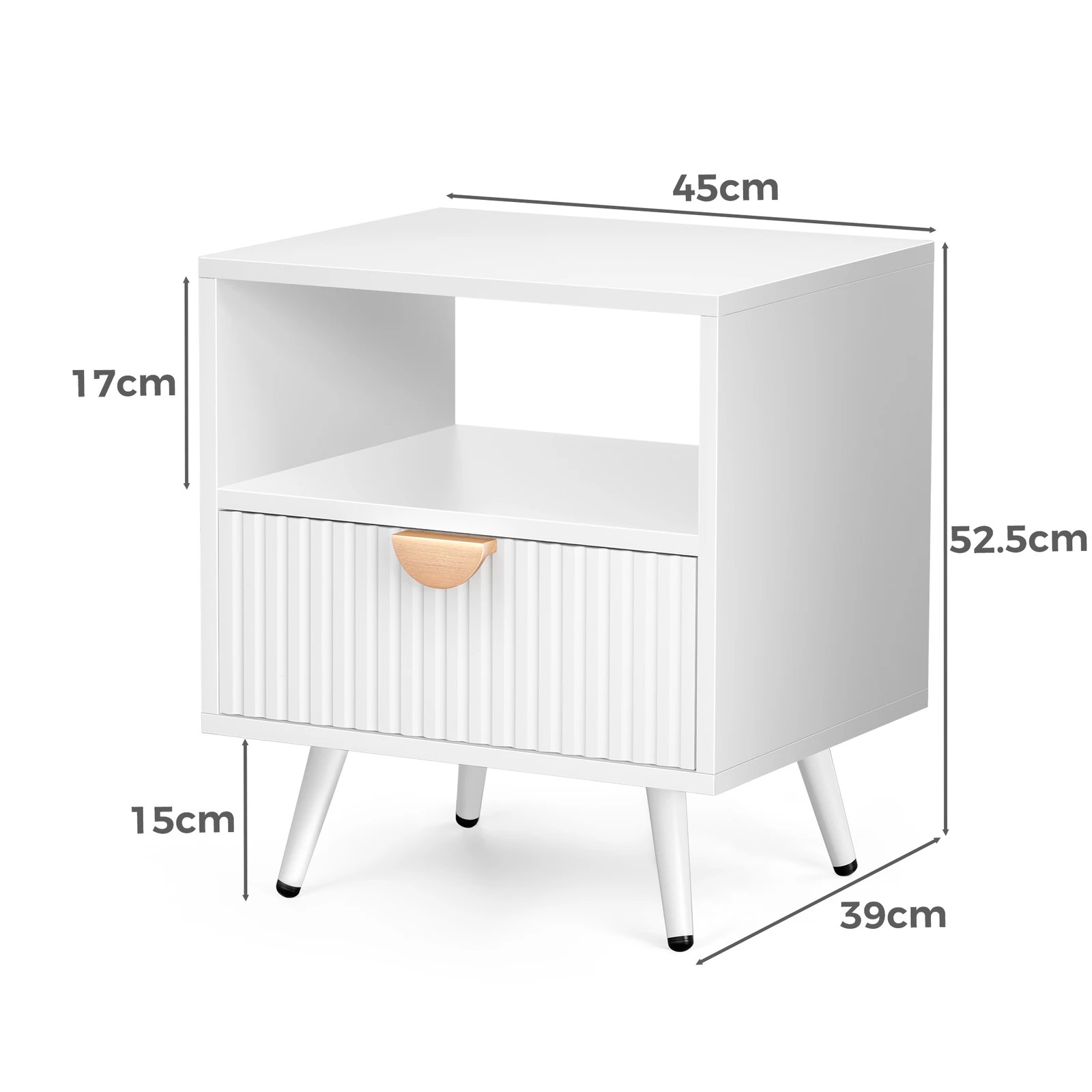 4 Alfordson 2x Bedside Table 1 Drawer Side Storage Shelf Nightstand - White, 4 of 10
