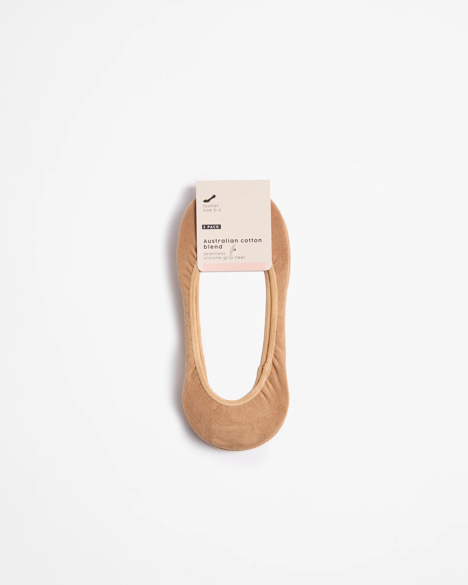 3 Target Australian Cotton Blend 3 Pack Invisible Footlet Socks NEUTRAL, 3 of 3