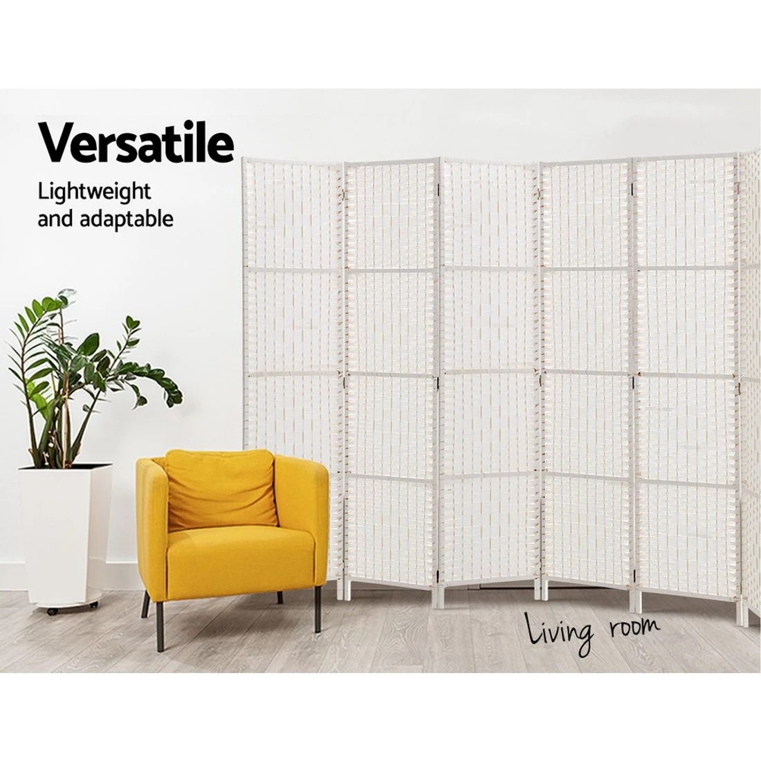5 Artiss 8 Panel Room Divider Screen 326x170cm Woven - White, 5 of 8