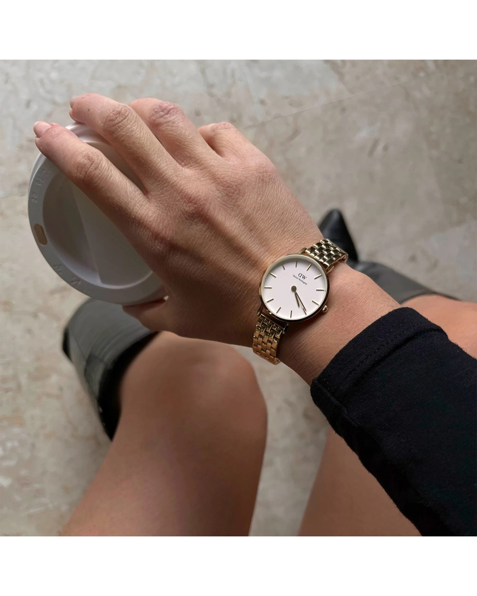 3 Daniel Wellington Petite 5-Link Gold Stainless Steel Watch 28mm White Dial, 3 of 3