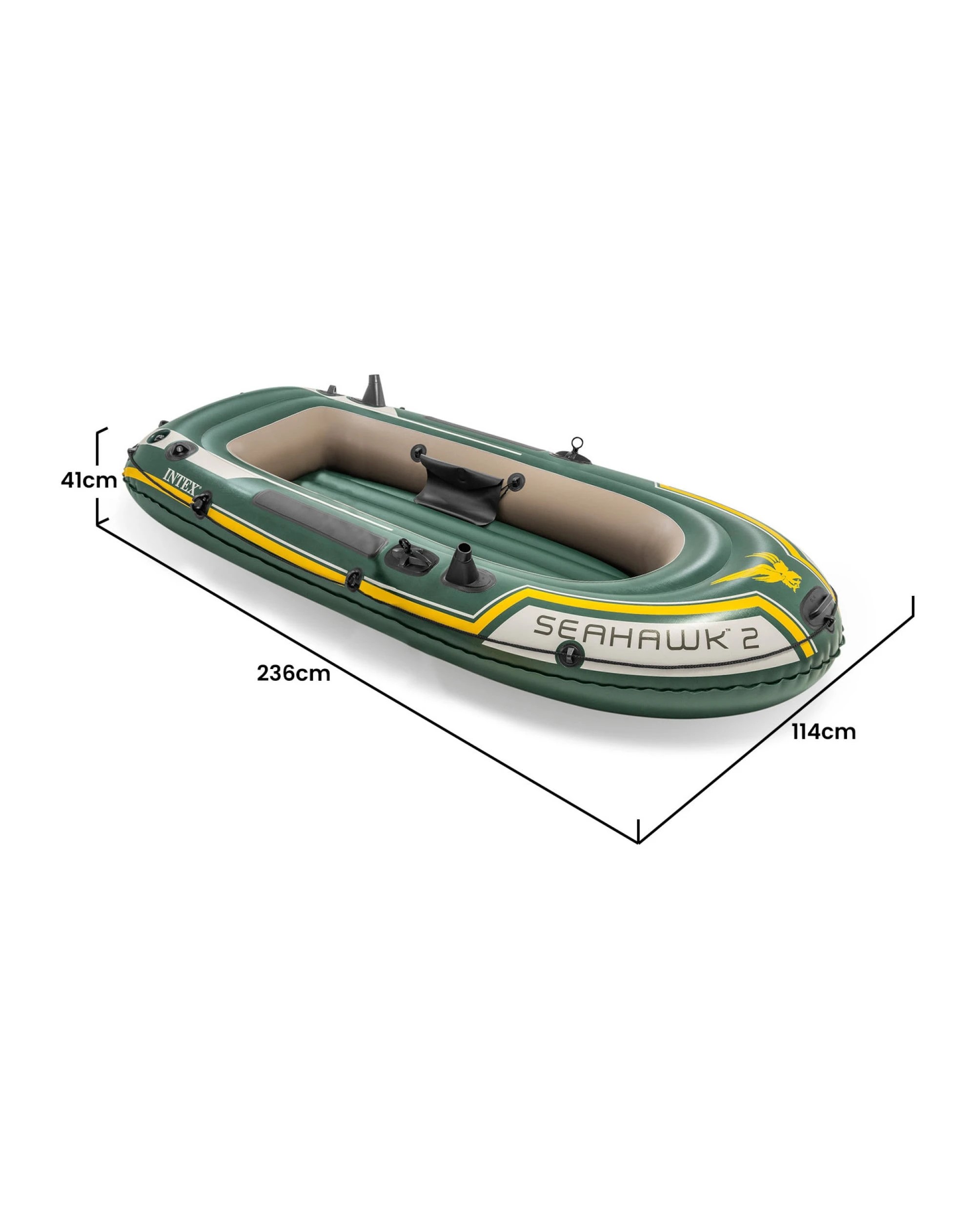 2 Intex Seahawk 2 Boat Set 68347NP Inflatable - Green, 2 of 10