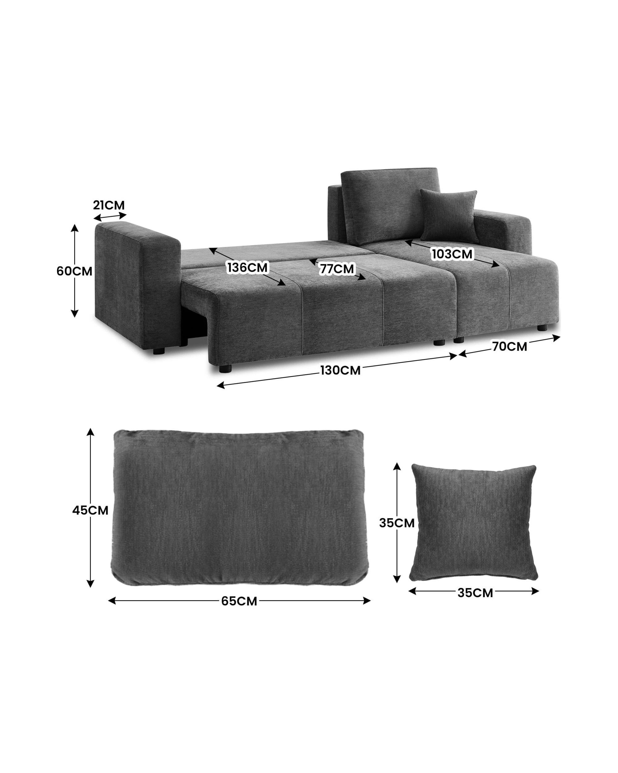 3 Sarantino Caliana Reversible L Shape Sofa Bed with Storage and Backrest, 3 of 10