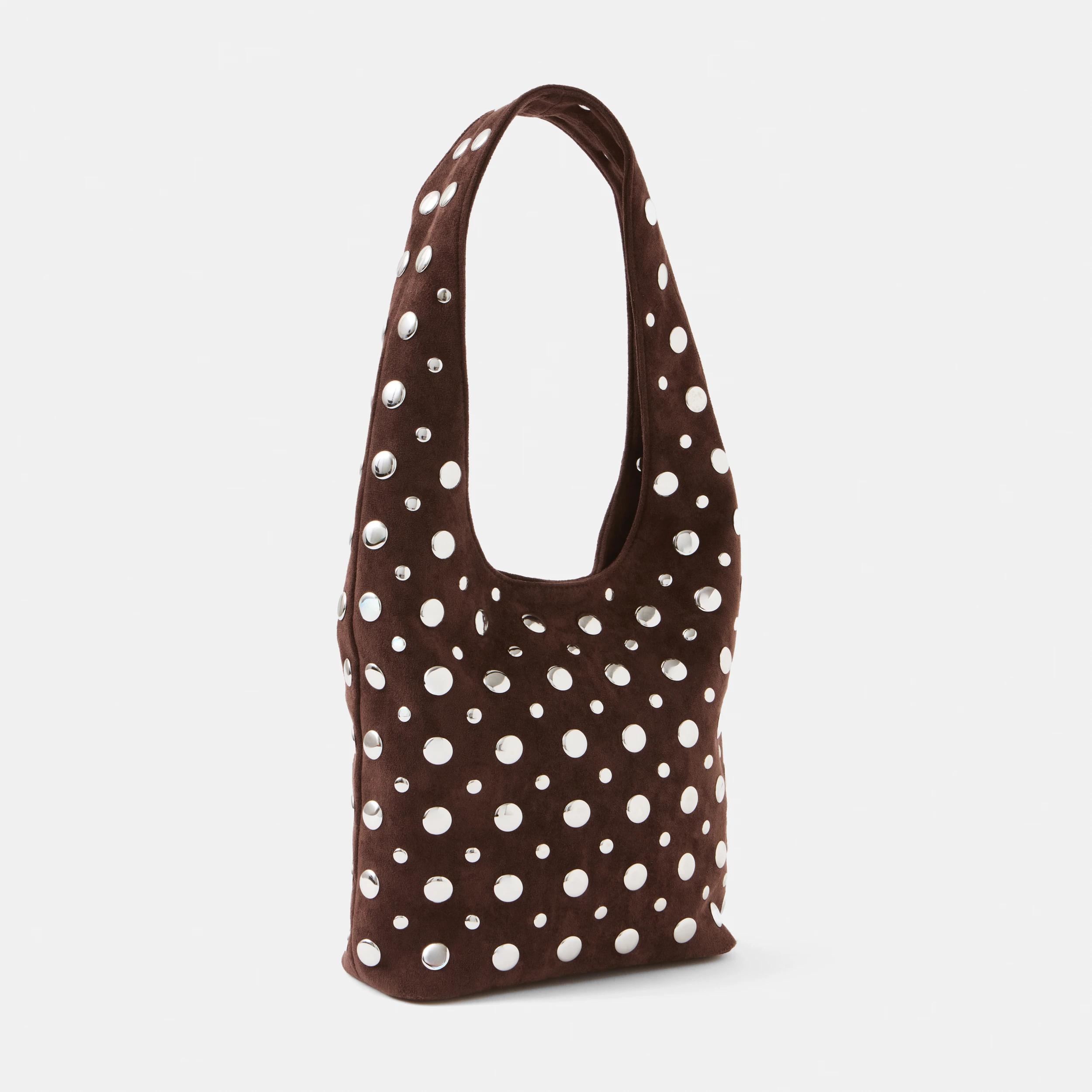 3 Stud Shoulder Bag CHOCOLATE PLUM, 3 of 7