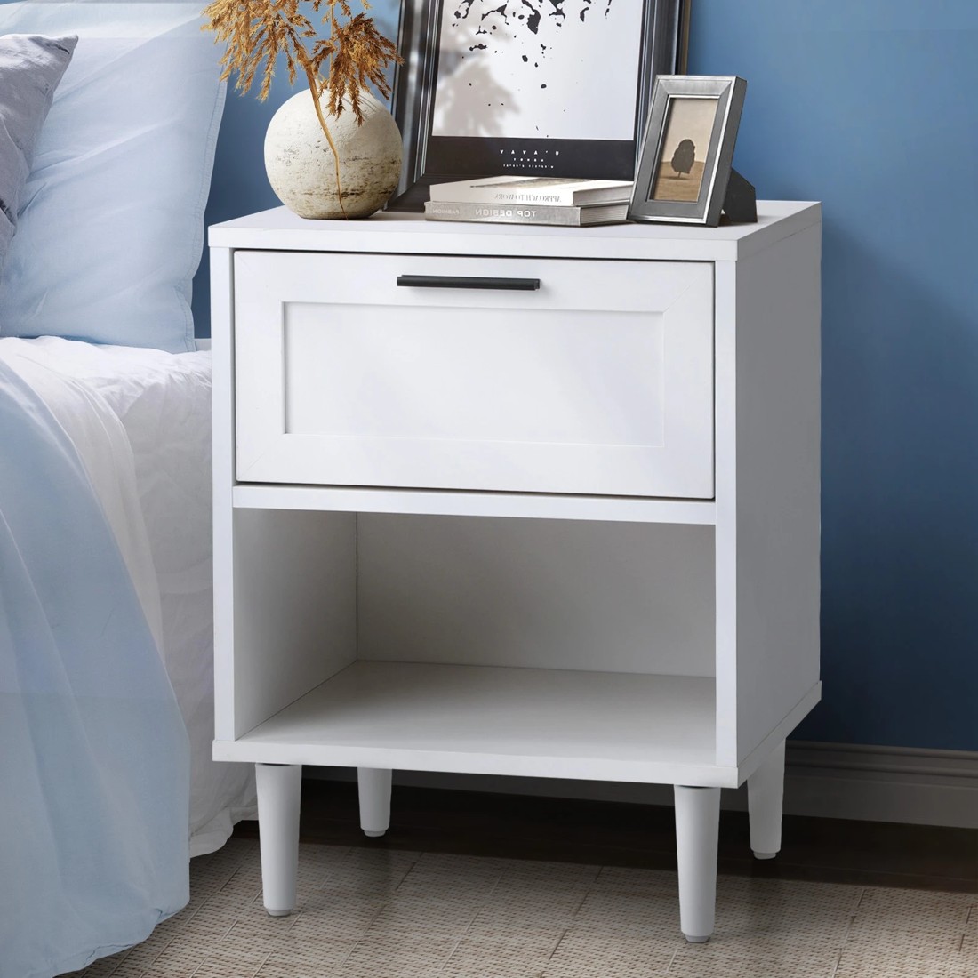 2 Oikiture Bedside Table Nightstand Side End Table
 - White, 2 of 10