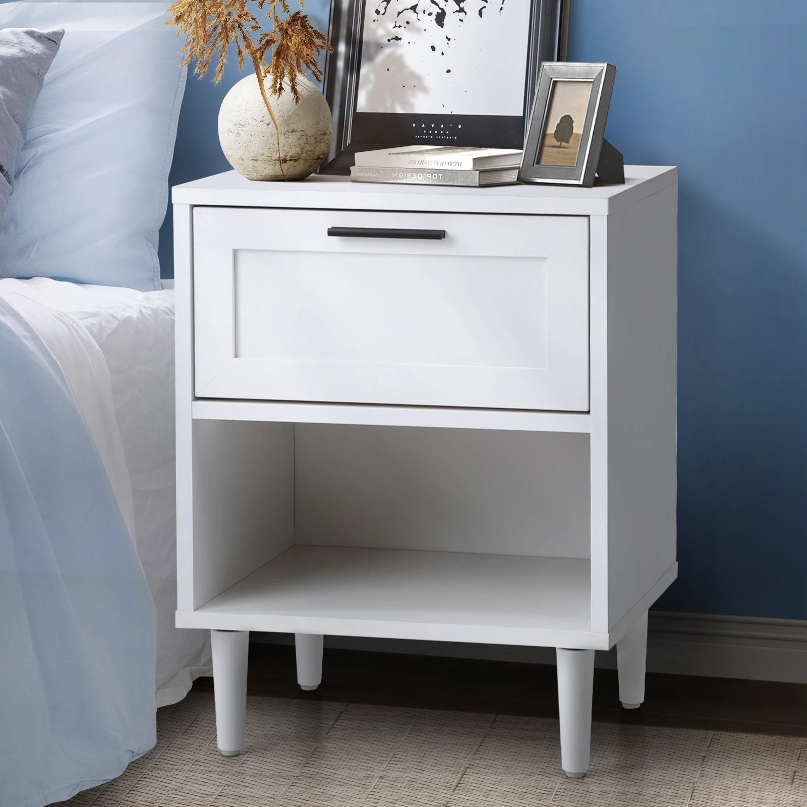 2 Oikiture Bedside Table Nightstand Side End Table
 - White, 2 of 10