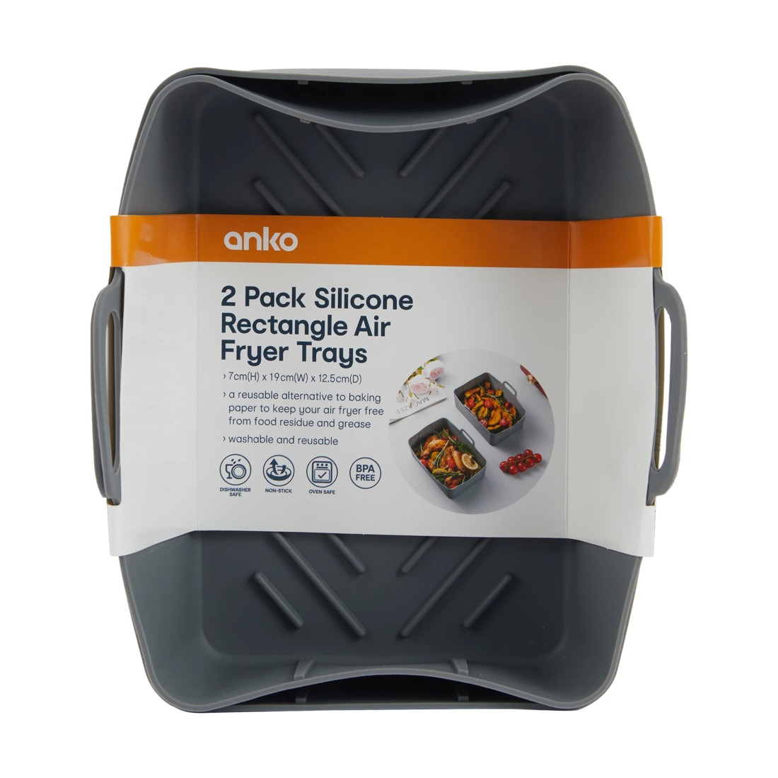 10 2 Pack Silicone Rectangle Air Fryer Trays - Grey, 10 of 10