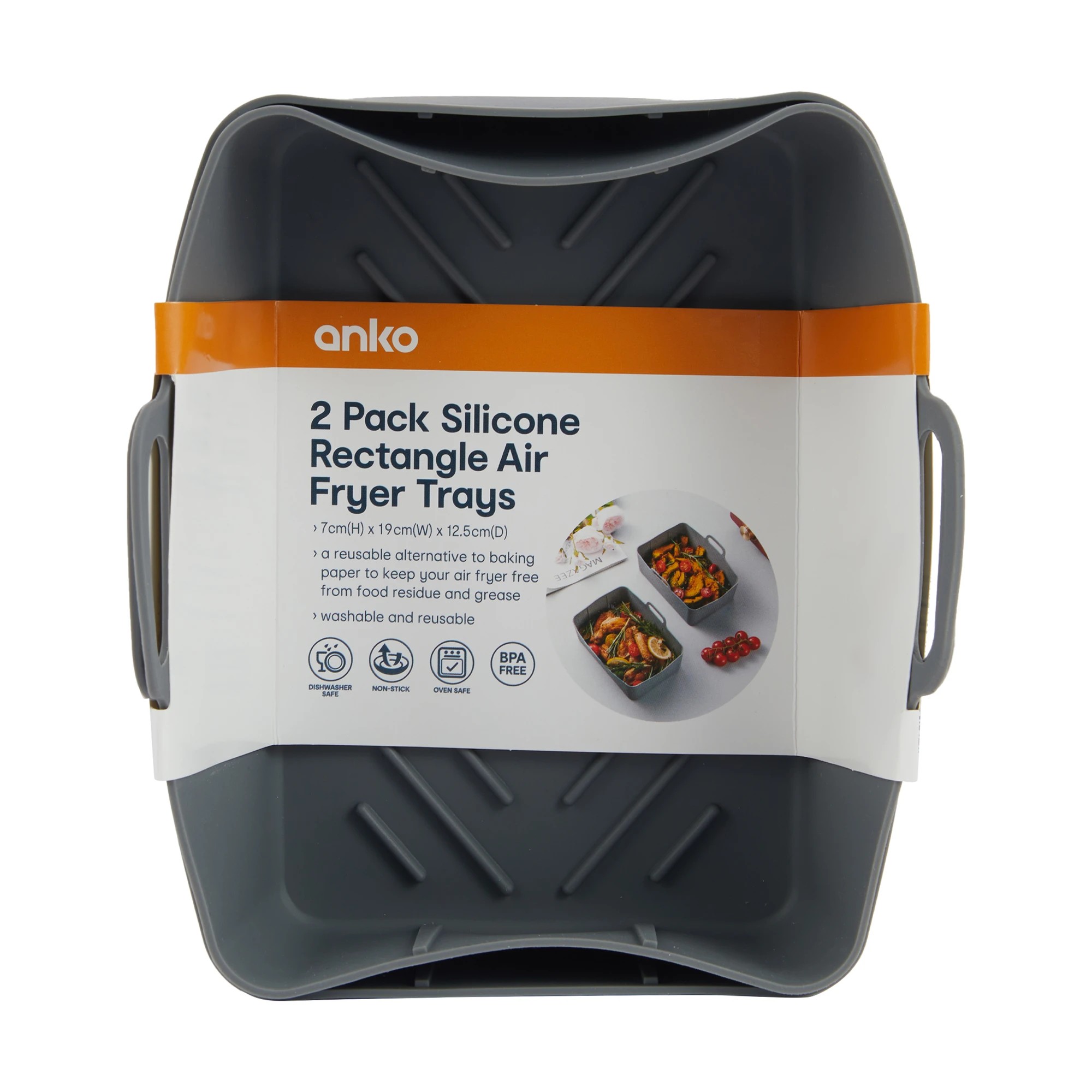 10 2 Pack Silicone Rectangle Air Fryer Trays - Grey, 10 of 10