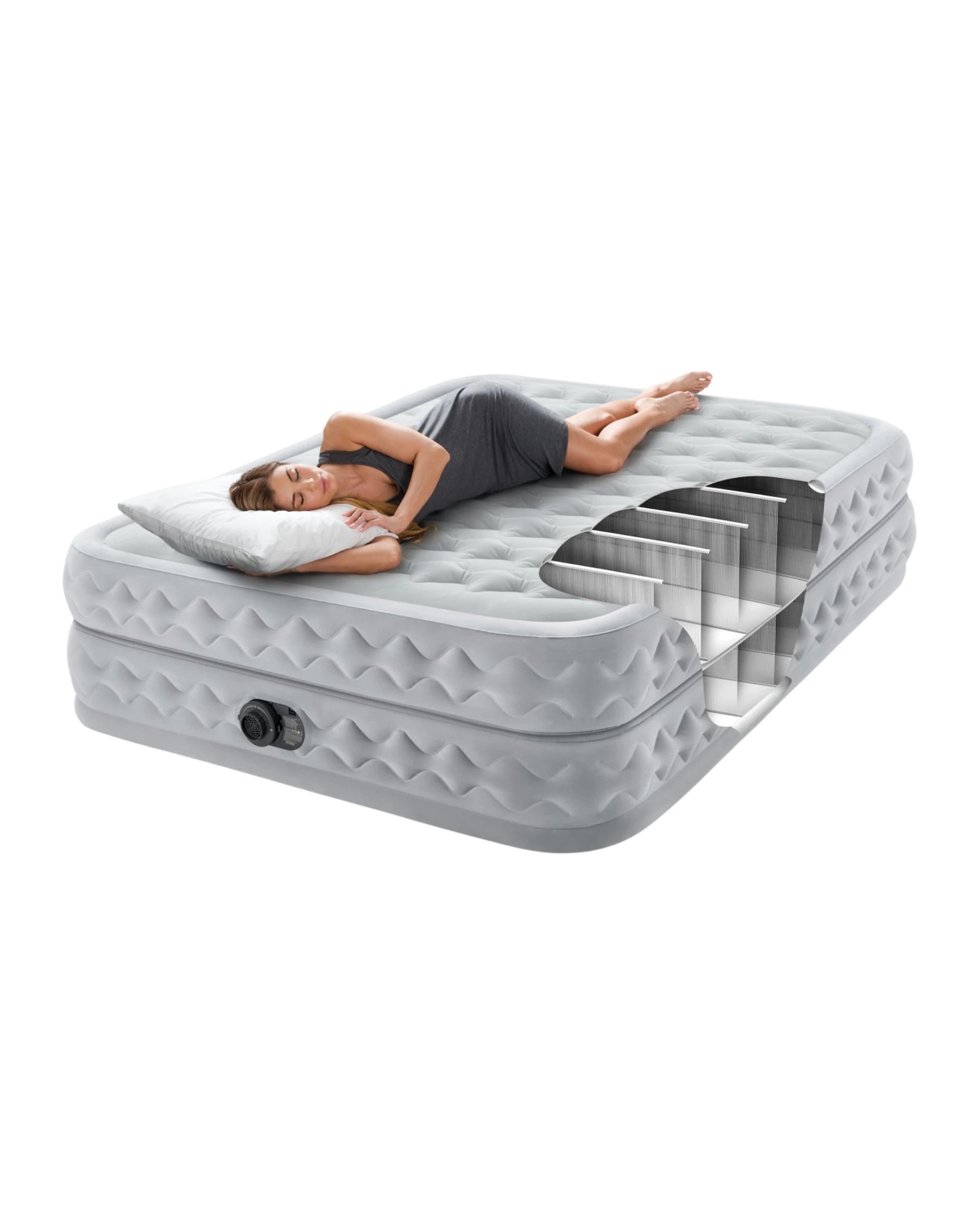 5 Intex Dura Beam Deluxe Supreme Air-Flow Air Mattress Queen - Grey, 5 of 7