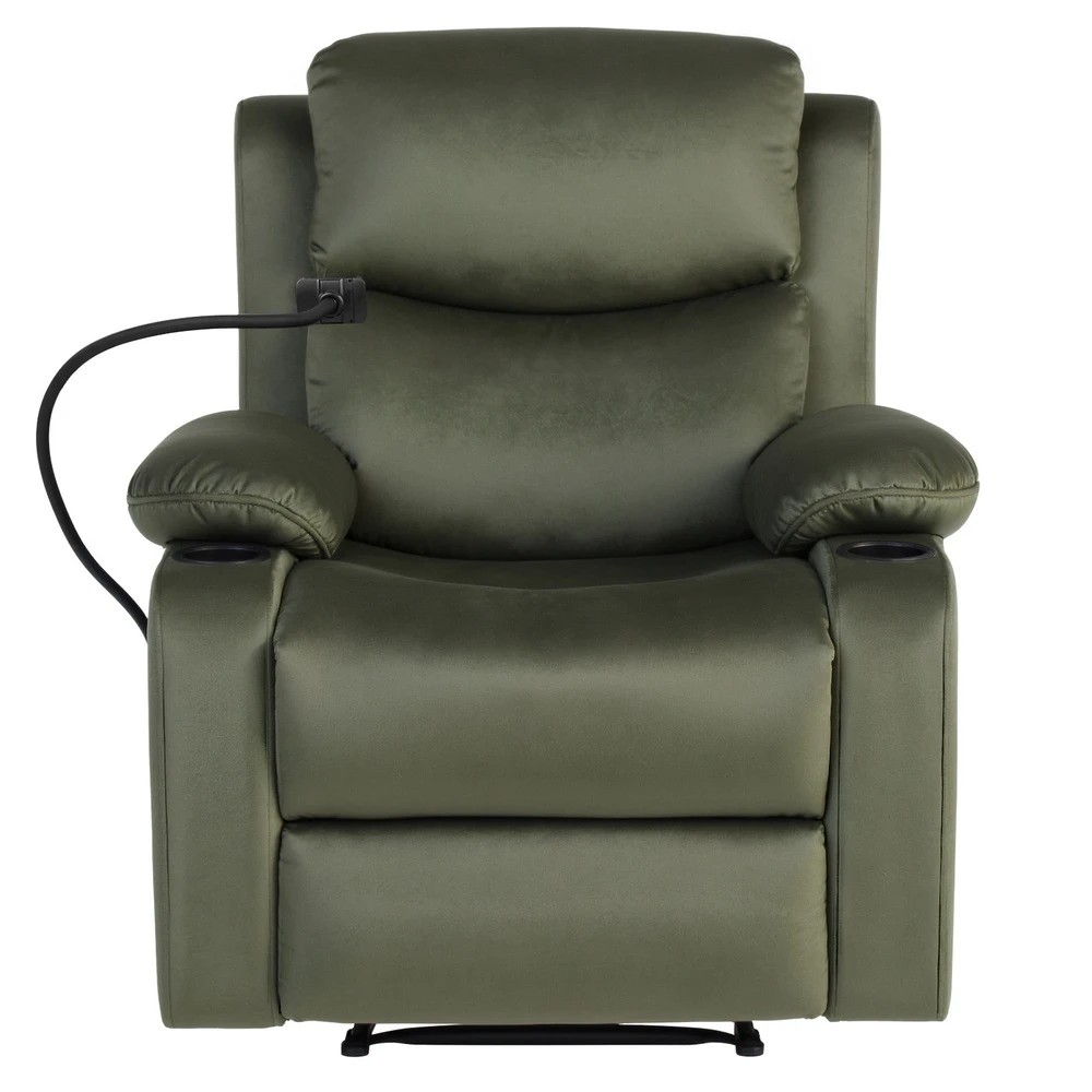 2 Artiss Recliner Chair Heated Massage Chair with Phone Holder - Green, 2 of 8