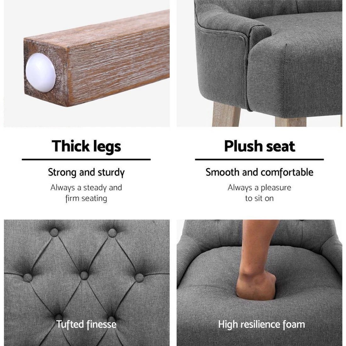 7 Artiss Dining Chairs Set of 2 Linen French Provincial - Grey, 7 of 8