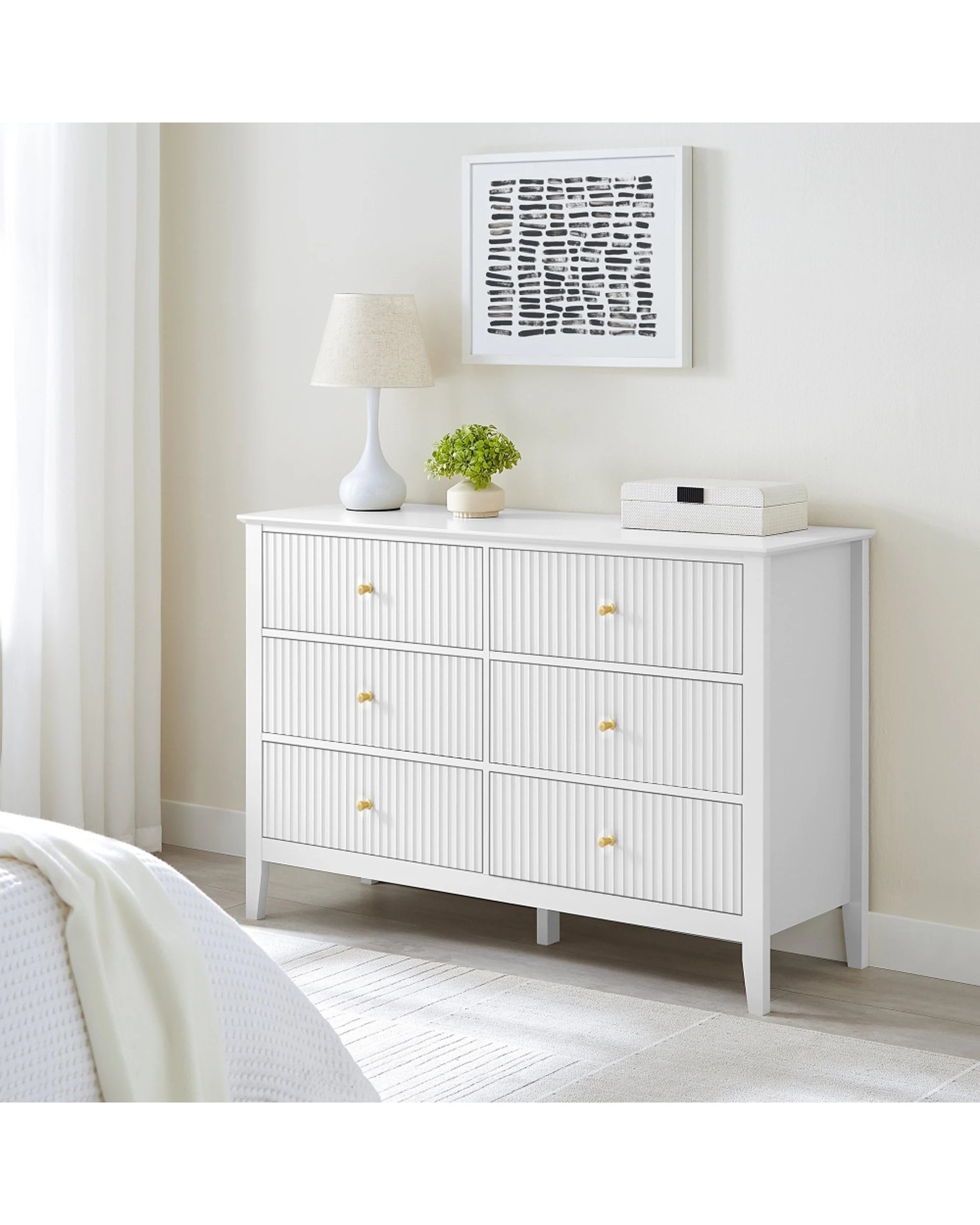 3 Alpine Bay Zara Fluted 6 drawer chest 120cm - White, 3 of 6