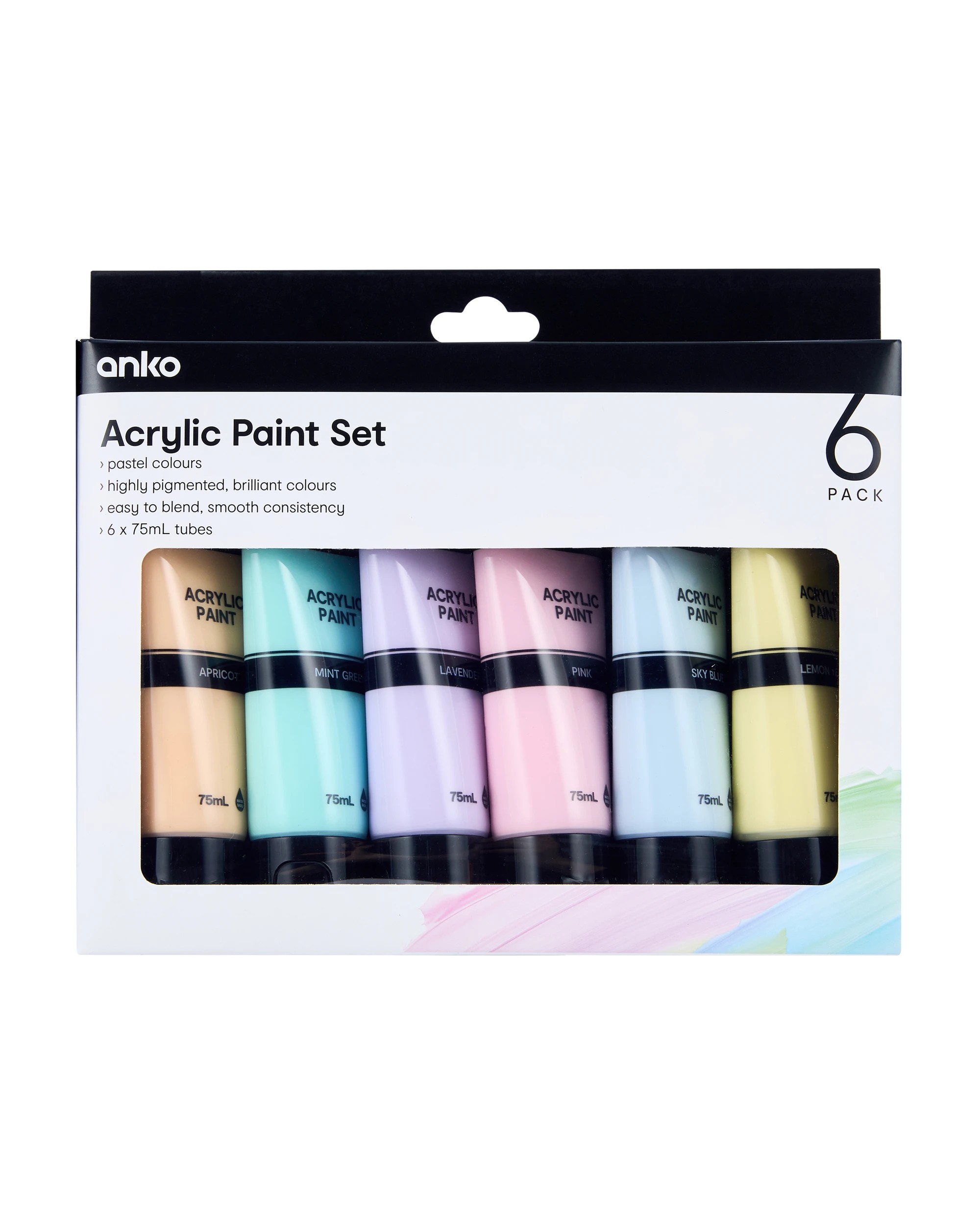 1 6 Pack Acrylic Paint Set - Pastel, 1 of 3