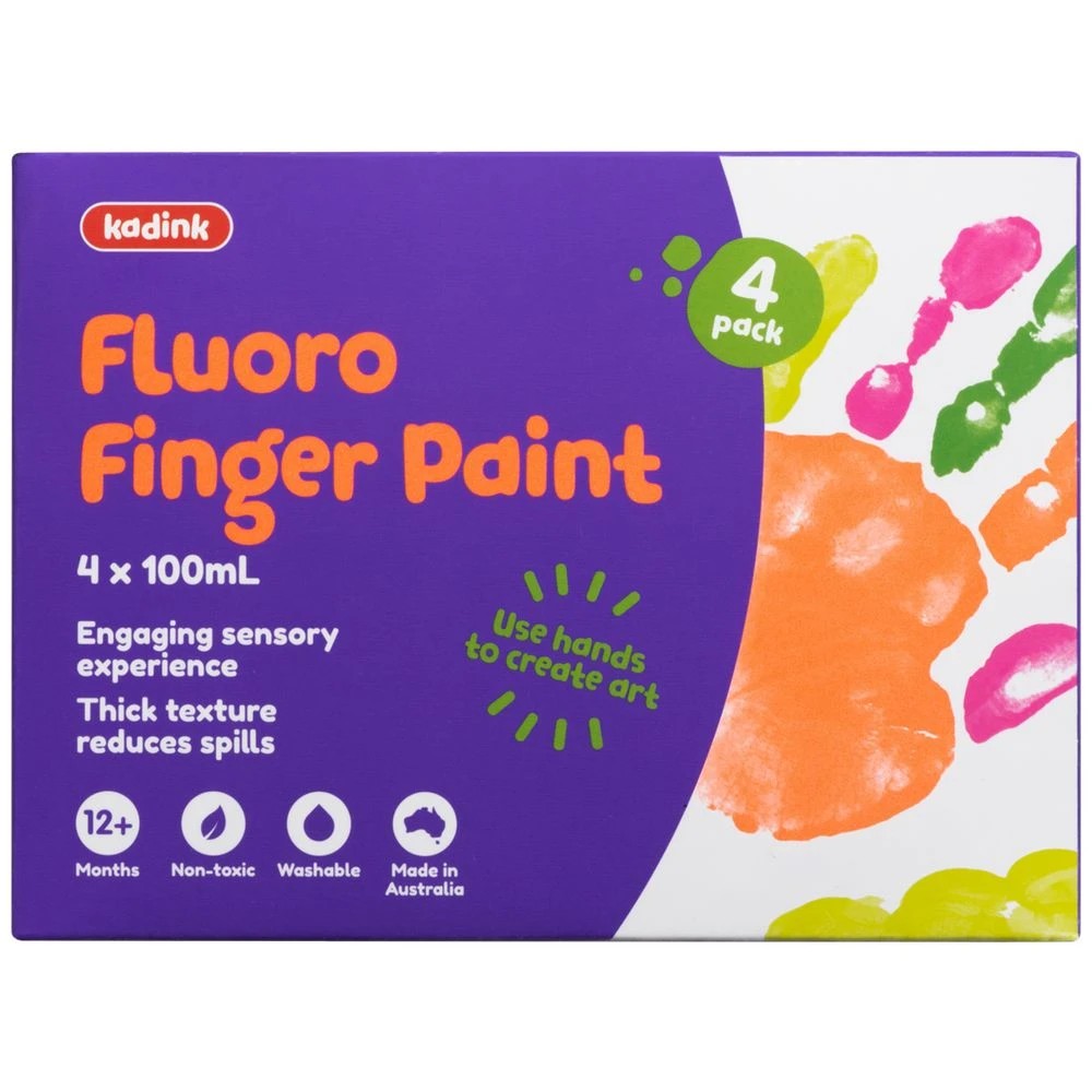 1 Kadink Washable Fluoro Finger Paint 100mL x 4 Pack, 1 of 2