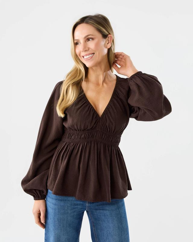 Long Sleeve Ruched Waist