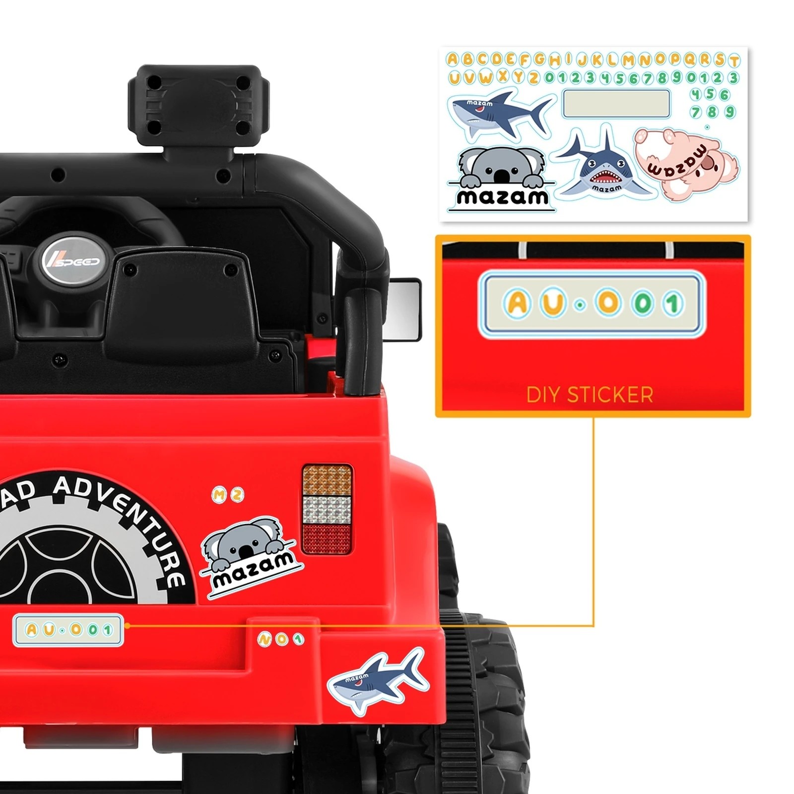 7 Mazam Kids Ride On Car 12v Electric Toy Jeep Battery Remote Control Led Cars
 - Red, 7 of 10