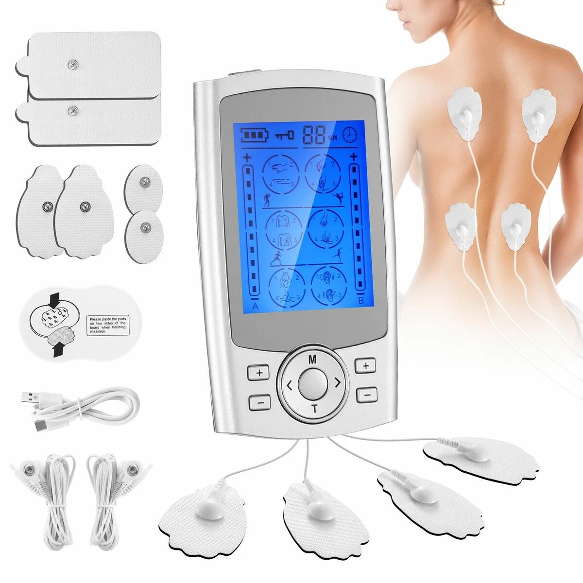2 HOMASA Rechargeable Portable TENS EMS Muscle Stimulator Machine, 2 of 4