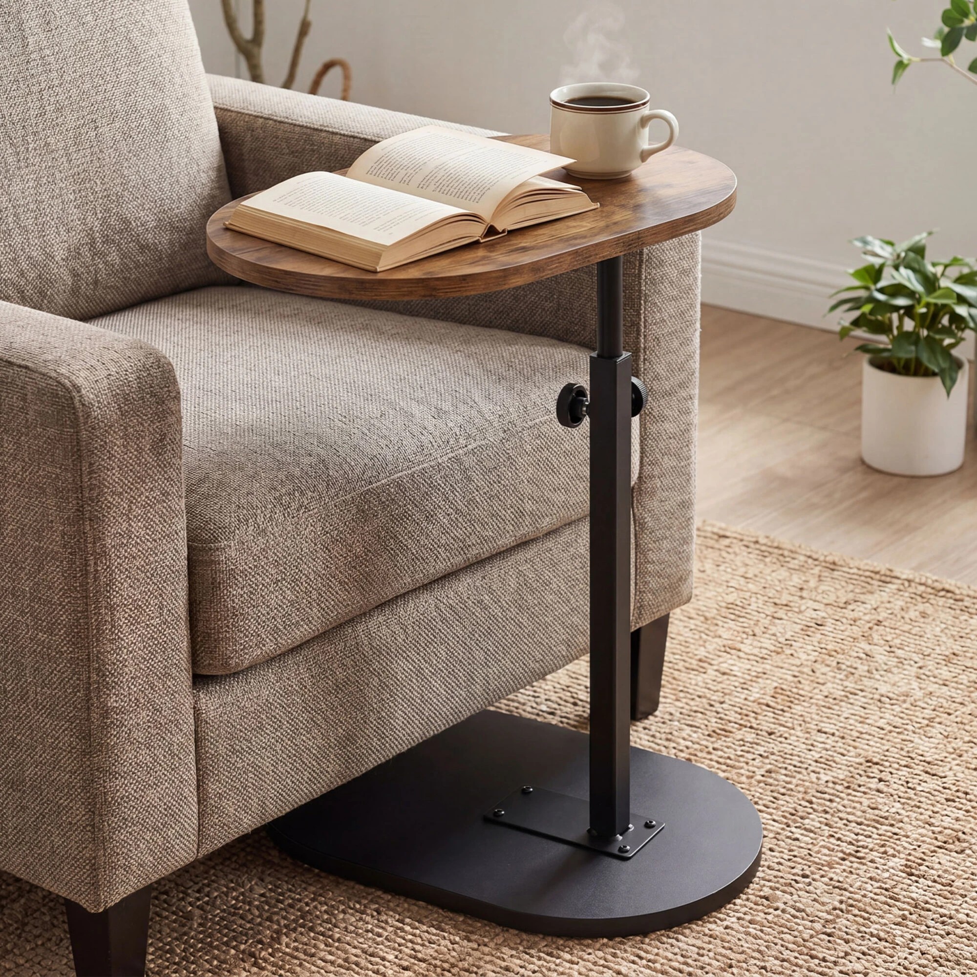 8 Levede C Shaped Side Table Adjustable Height 360° Rotating Laptop Sofa End Table, 8 of 8