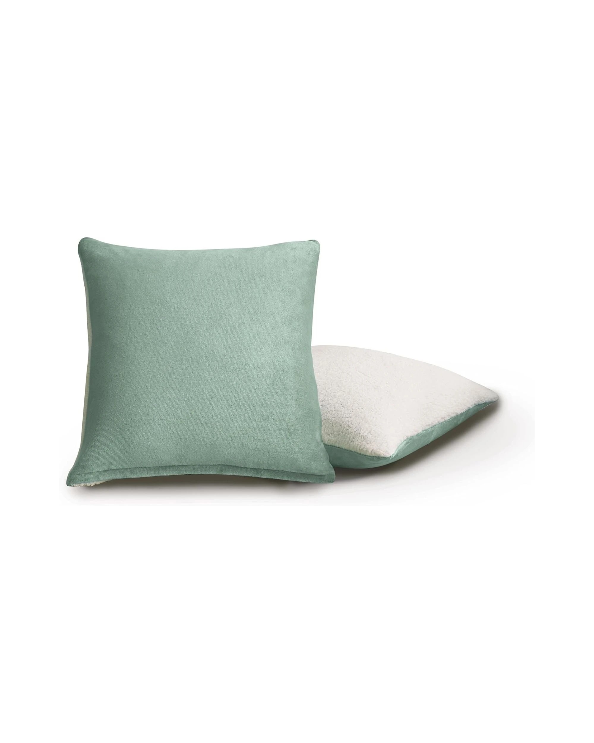 1 Gioia Casa 2-Pack Teddy Sherpa European Pillowcases Reversible Velvet - Sage, 1 of 8