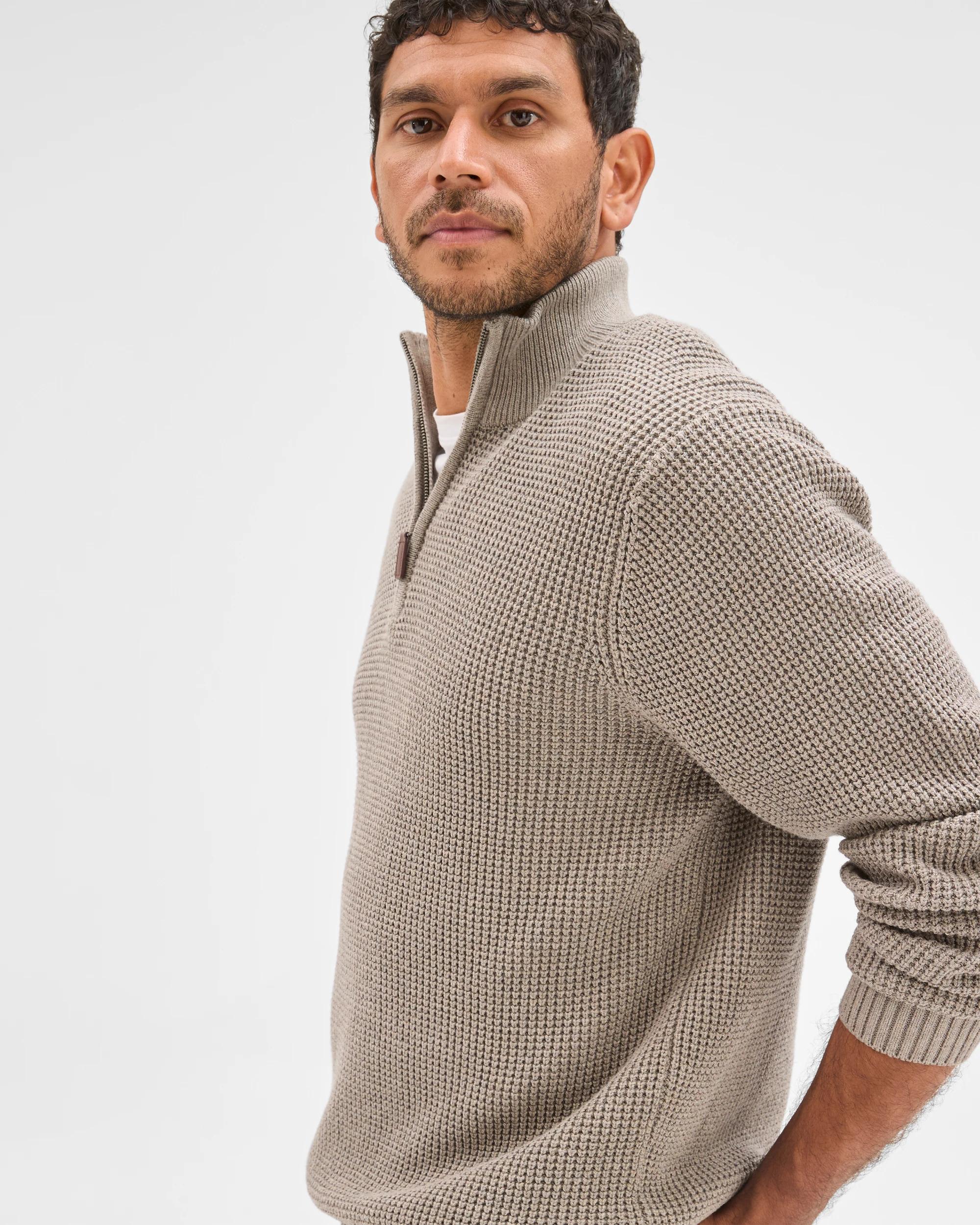 3 Target Man Australian Cotton 1/2 Zip Knit Jumper ROCK, 3 of 7