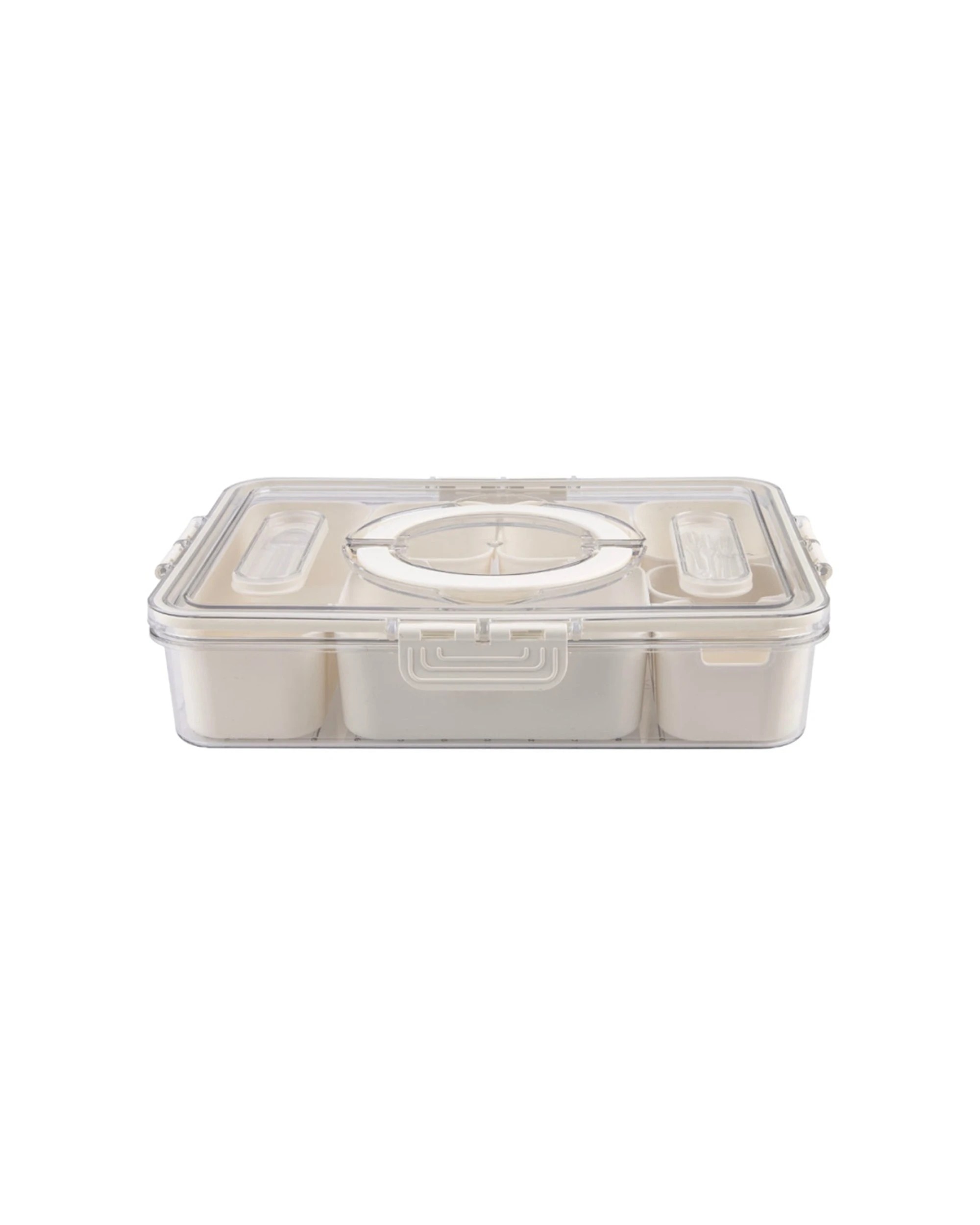 1 Alfresco Lane Rectangular 7 Compartment Grazing Box With Carry Handles - Beige, 1 of 5