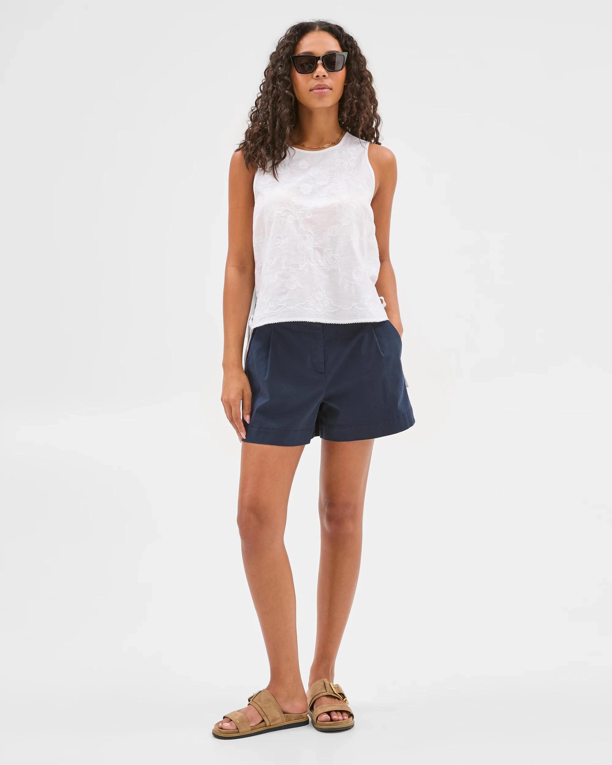 2 Target Embroidered Tie Side Tank Top WHITE, 2 of 6