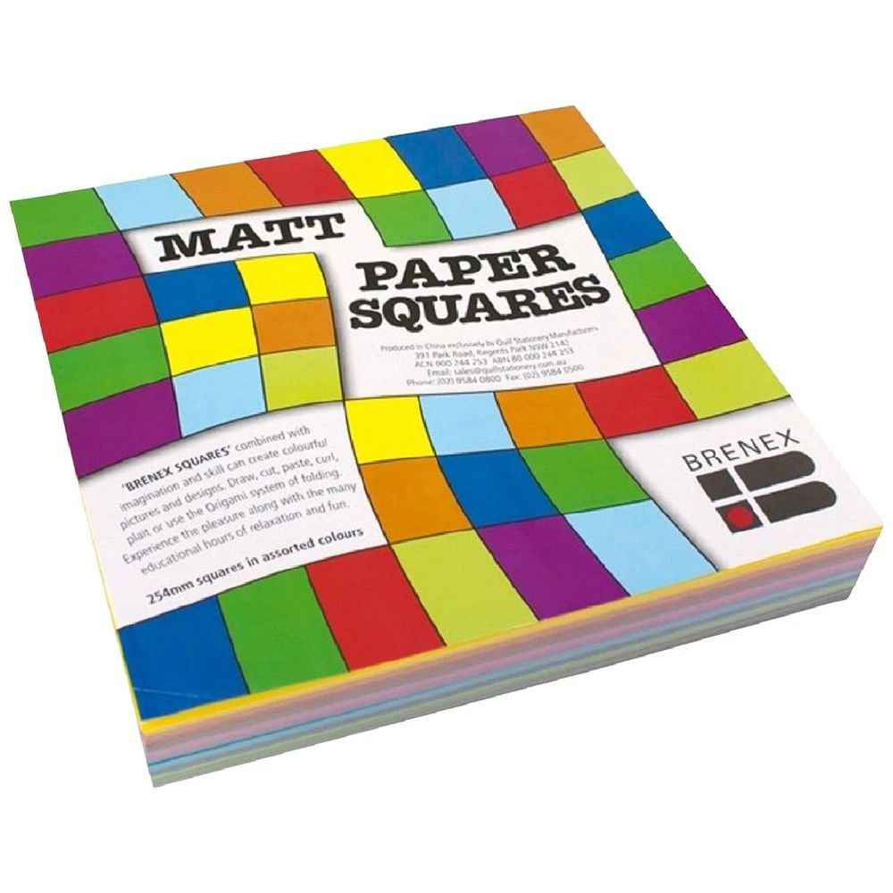 1 Brenex Paper Squares Matte 254mm Assorted Colours 360 Pack, 1 of 1
