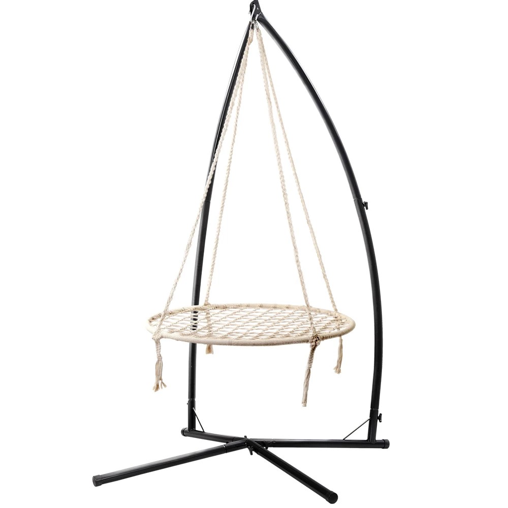 1 Gardeon Hammock Chair Nest Web Outdoor Swing with Steel Stand 100cm - Multi, 1 of 6