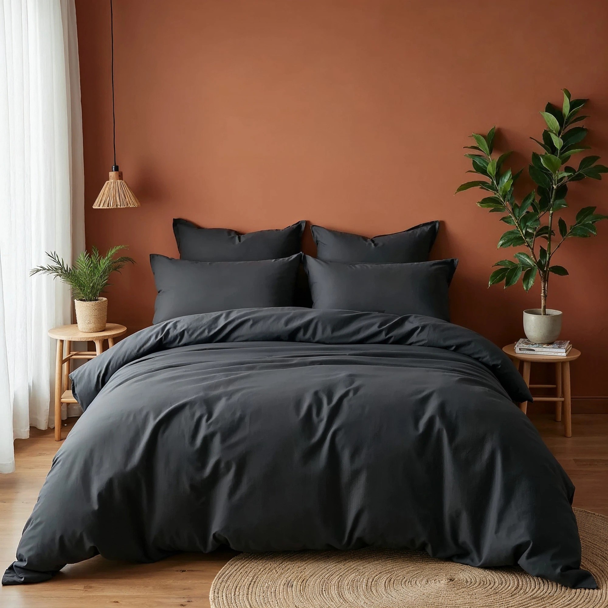 1 Balmain 1000 Thread Count Hotel Grade Bamboo Cotton Quilt Cover Pillowcases Set - King Bed - Charcoal, 1 of 4