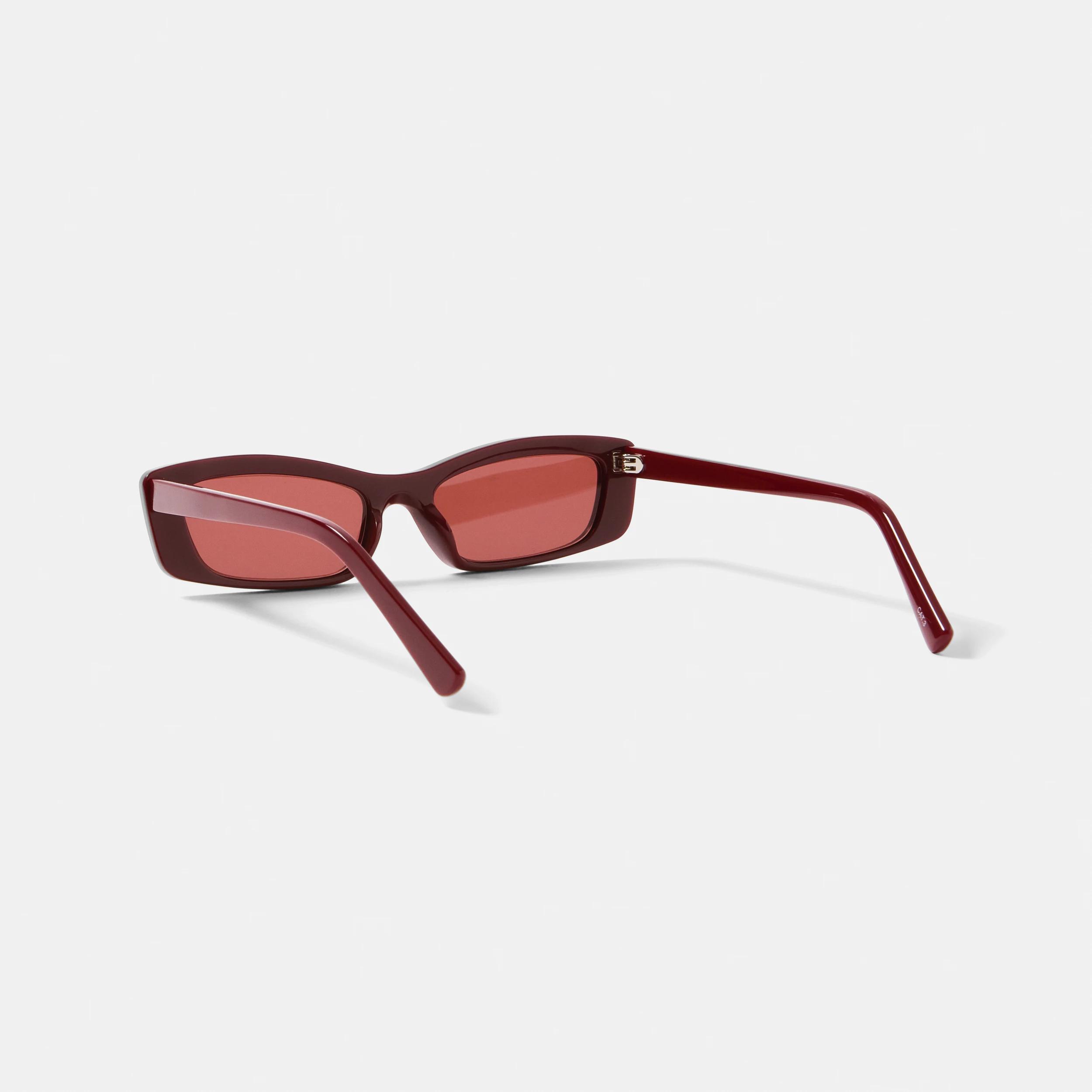 2 Womens Slim Rectangle Sunglasses BURGUNDY CHERRY, 2 of 6