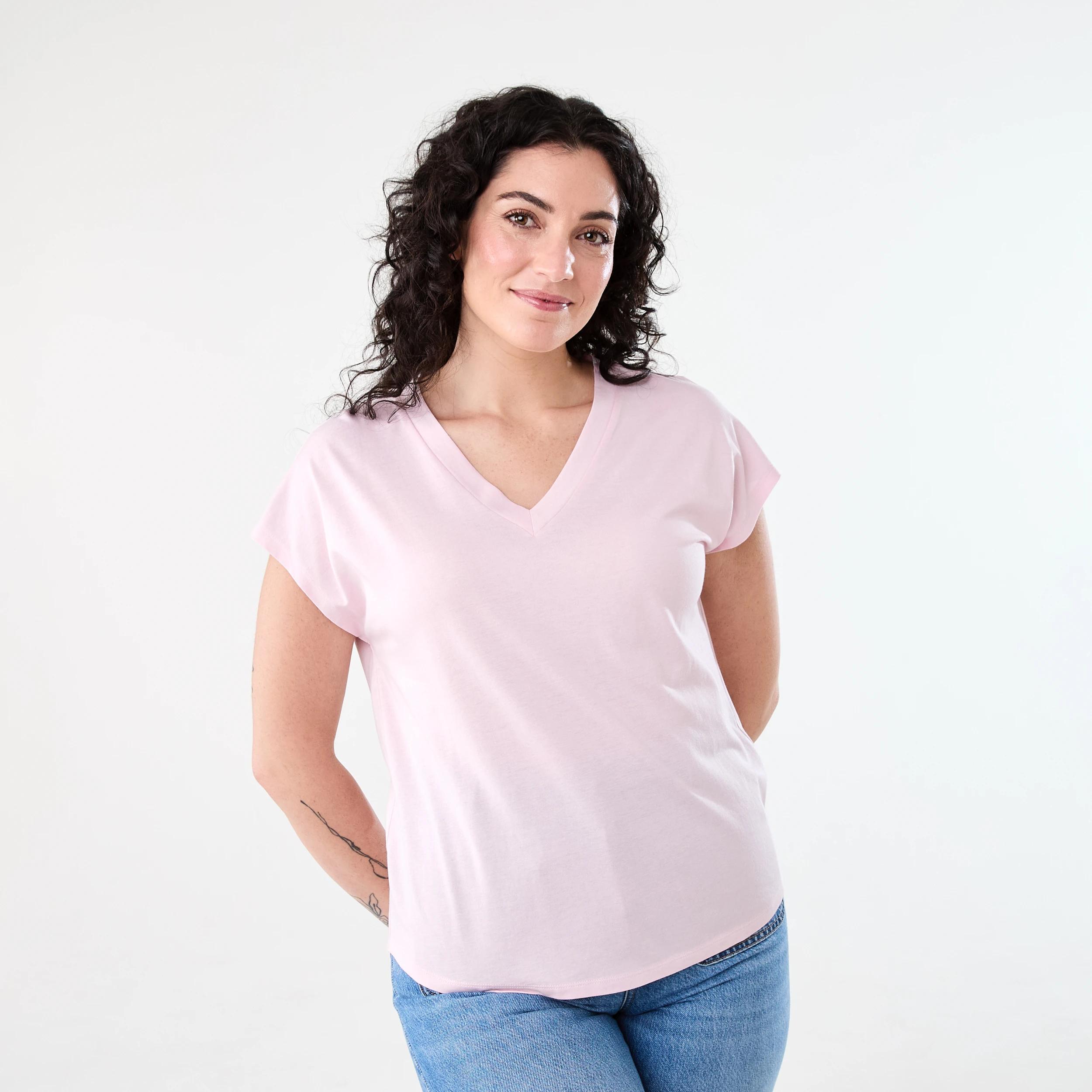 1 Short Extended Sleeve V-Neck T-shirt SOFT BLOSSOM, 1 of 5