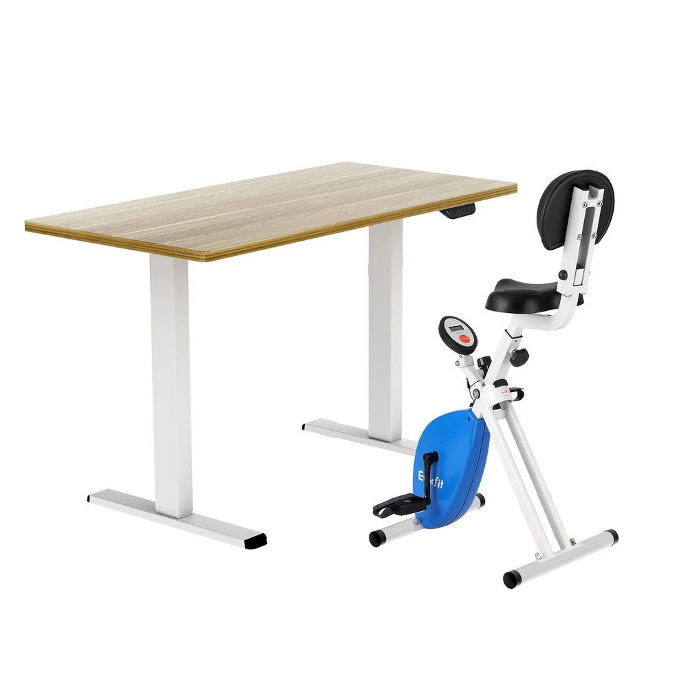 1 Artiss Under Desk Exercise Bike with 140cm Automatic Standing Desk Magnetic Resistance - Multi, 1 of 7